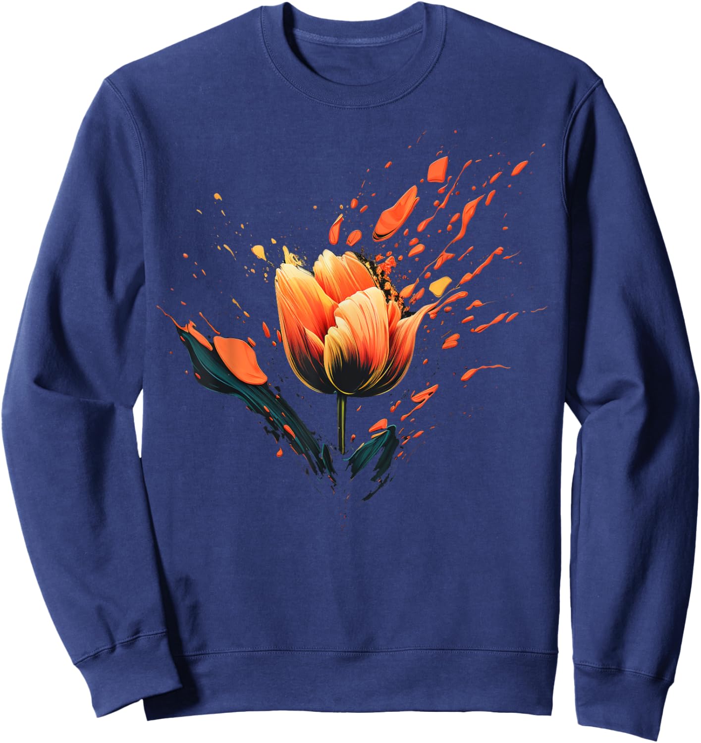 Shattered Tulip flower with Tulip petals Sweatshirt - Sweatshirt | Navy