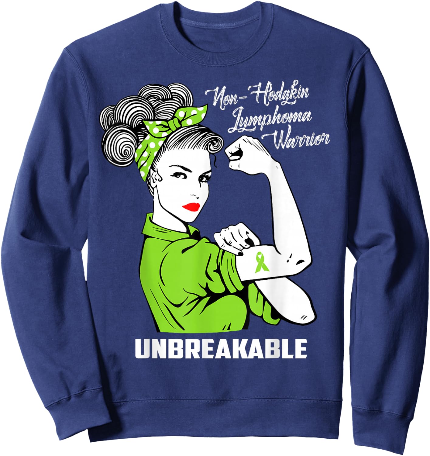 Non-Hodgkin Lymphoma Warrior Unbreakable Awareness Sweatshirt - Sweatshirt | Navy