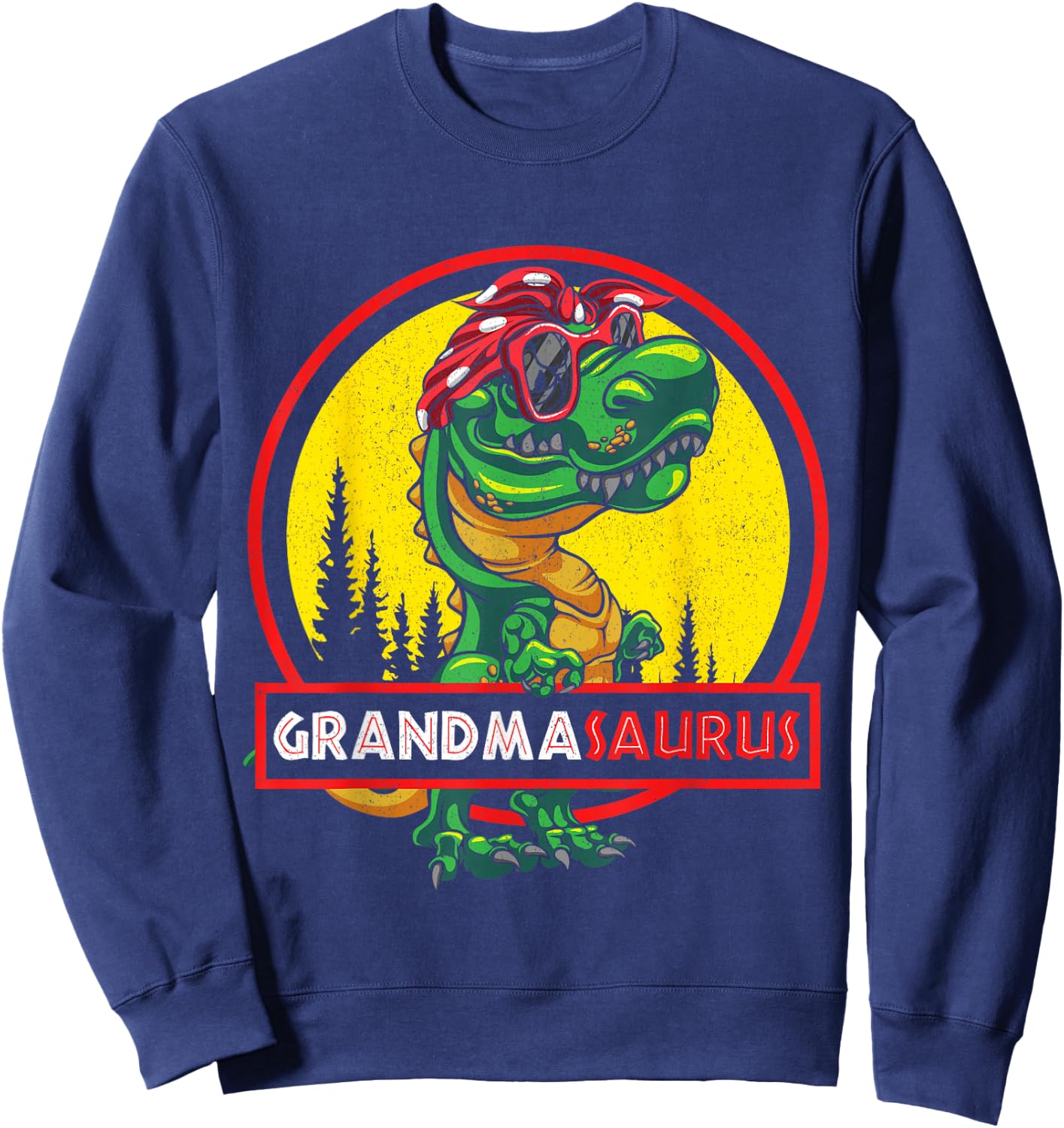 Grandmasaurus T rex Grandma Saurus Dinosaur Family Matching Sweatshirt - Sweatshirt | Navy