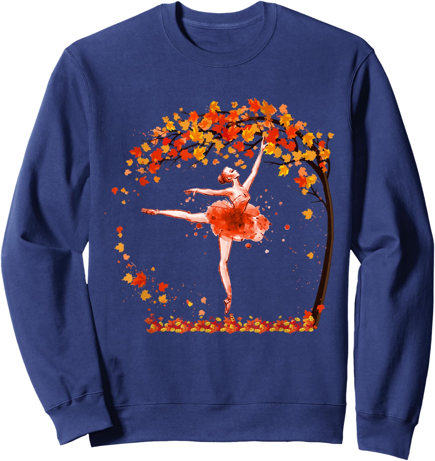 Ballerina Dancer Ballet Dance Autumn Fall Maple Gift Sweatshirt - Sweatshirt | Navy