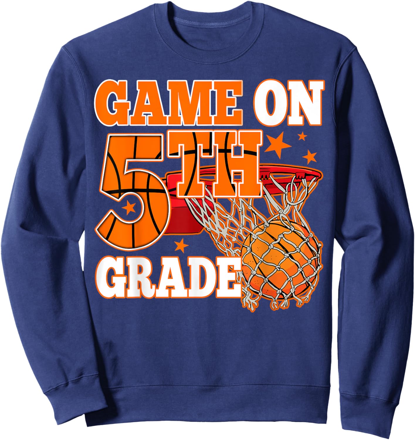 Boys Game On 5th Grade Basketball Back To School Teacher Kid Sweatshirt - Sweatshirt | Navy