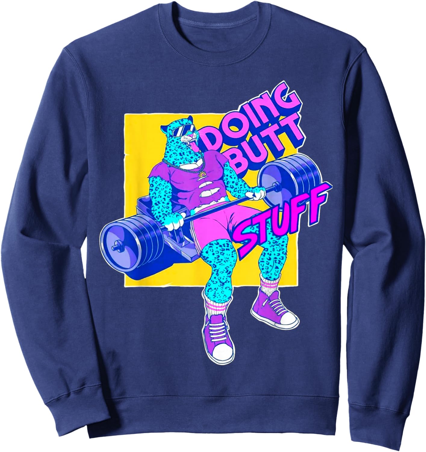 Funny Doing Stuff Workout Bodybuilding Fitness Gym Muscle Sweatshirt - Sweatshirt | Navy
