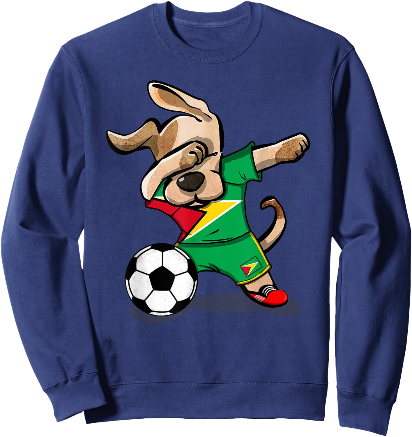 Dog Dabbing Guyana Soccer Jersey Shirt Guyanese Football Men Women Kids Sweatshirt - Sweatshirt | Navy