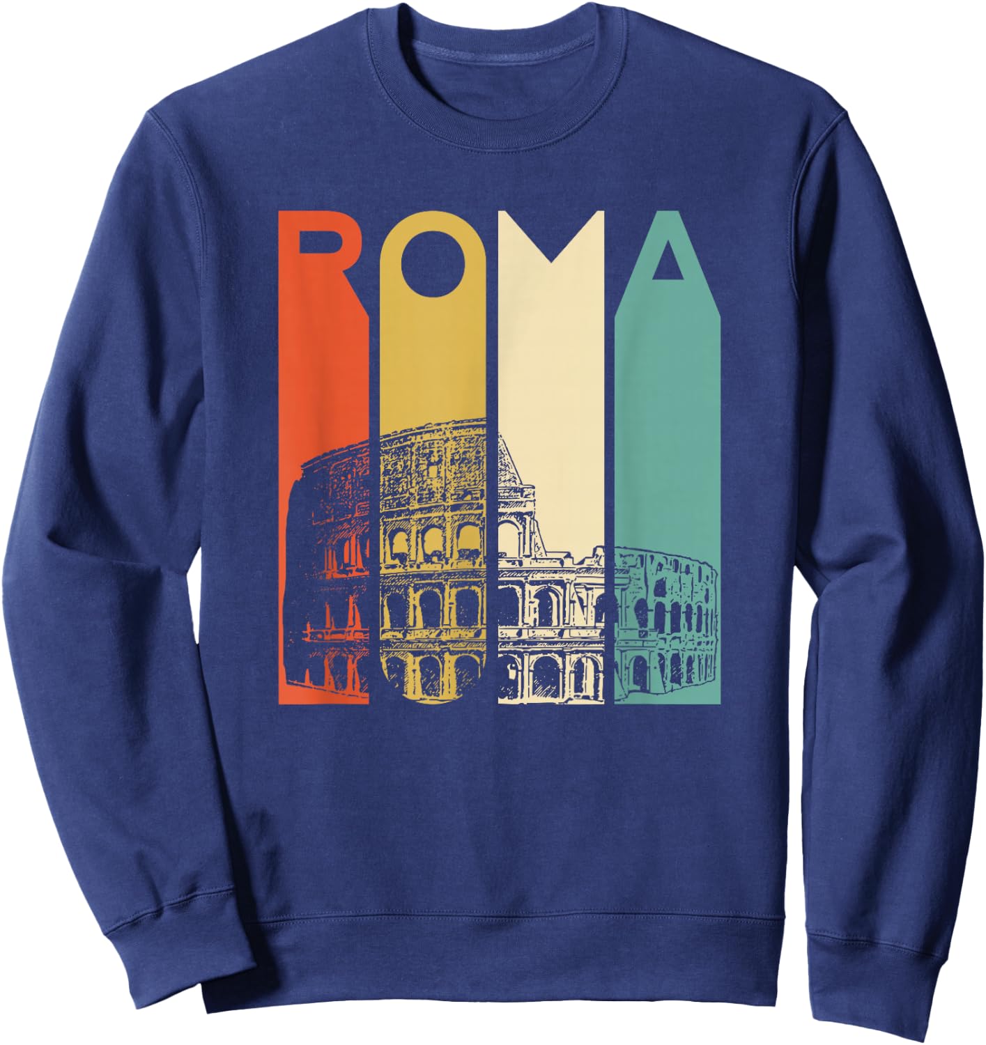 Rome Italy Roma Italian Retro Colosseum Architecture Sweatshirt - Sweatshirt | Navy