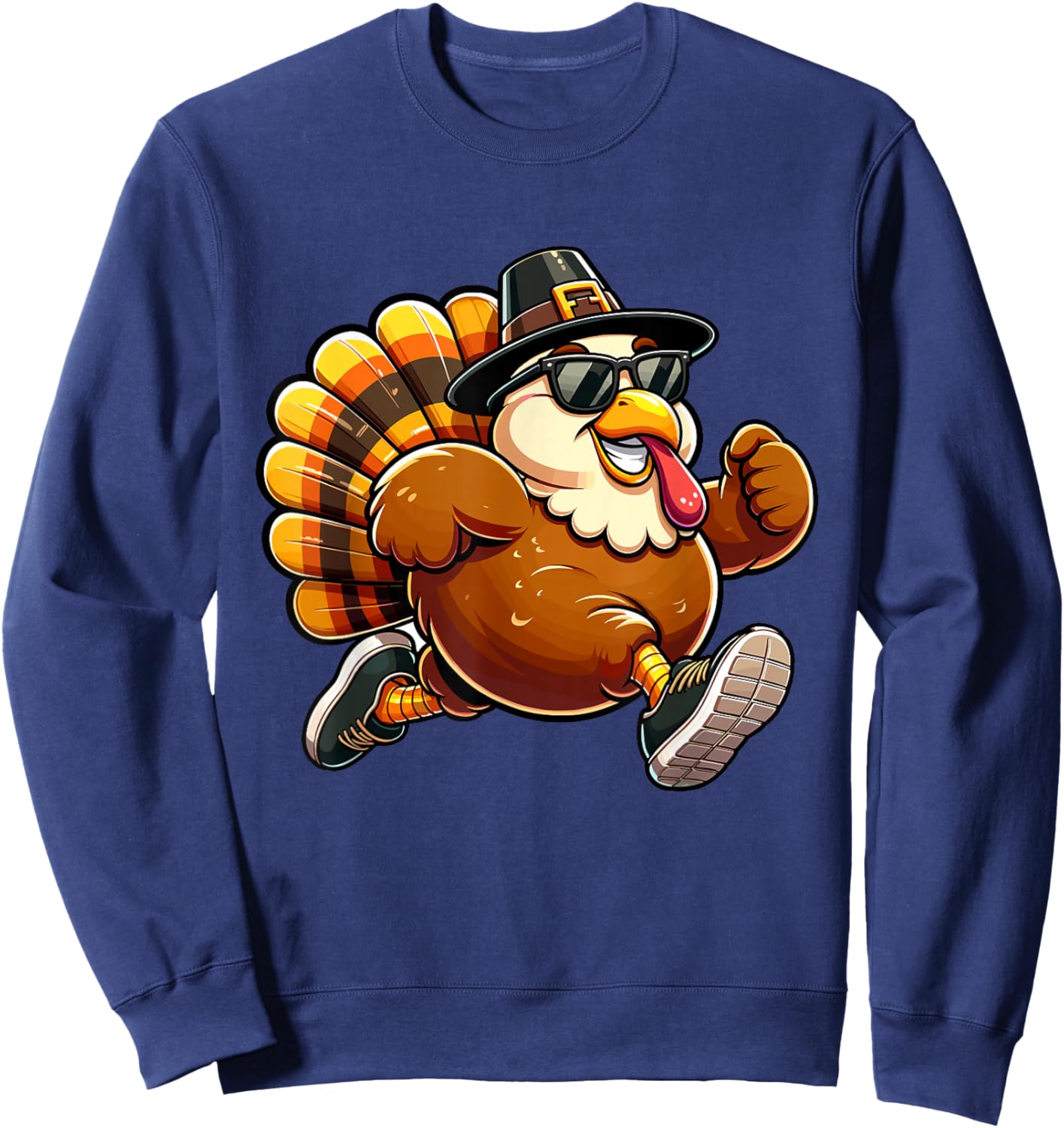 Running Turkey - Turkey Trot Running Thanksgiving Sweatshirt - Sweatshirt | Navy
