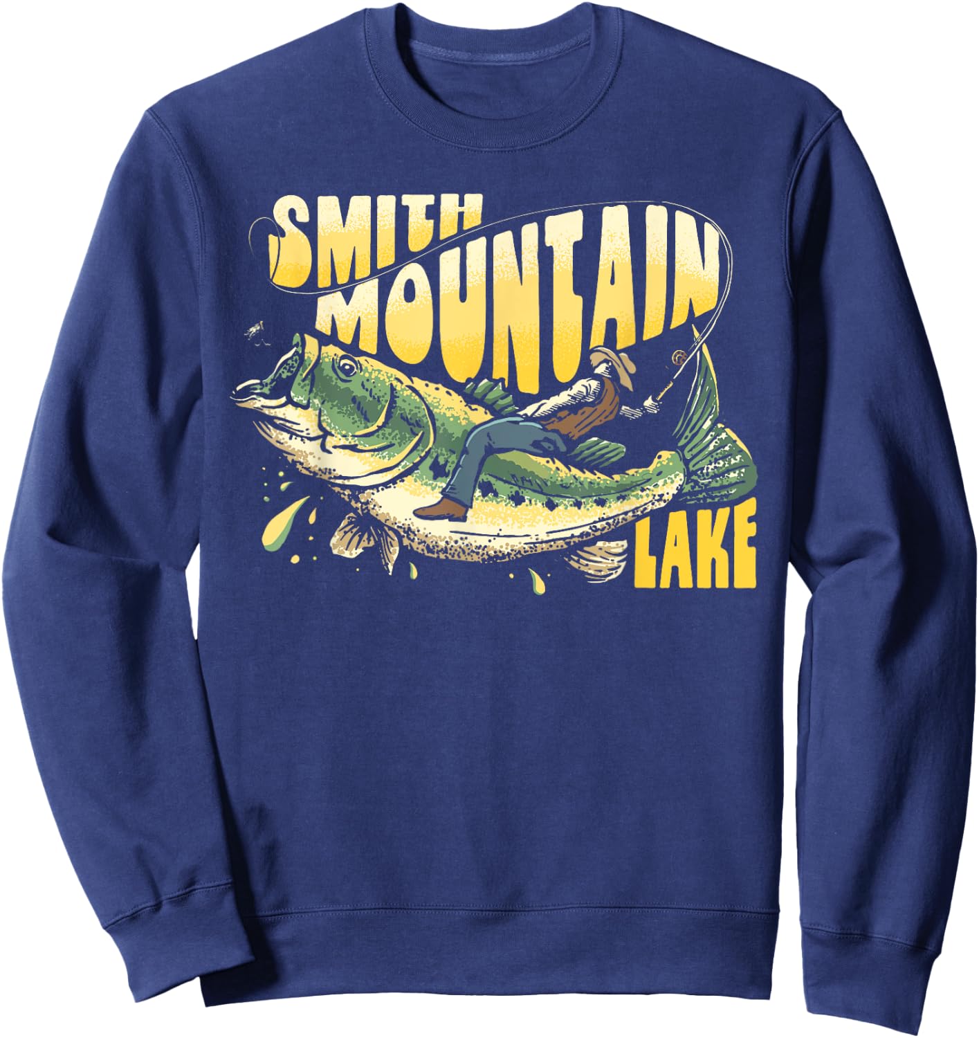 Smith Mountain Lake Virginia Striped Bass Fishing Rodeo Sweatshirt - Sweatshirt | Navy