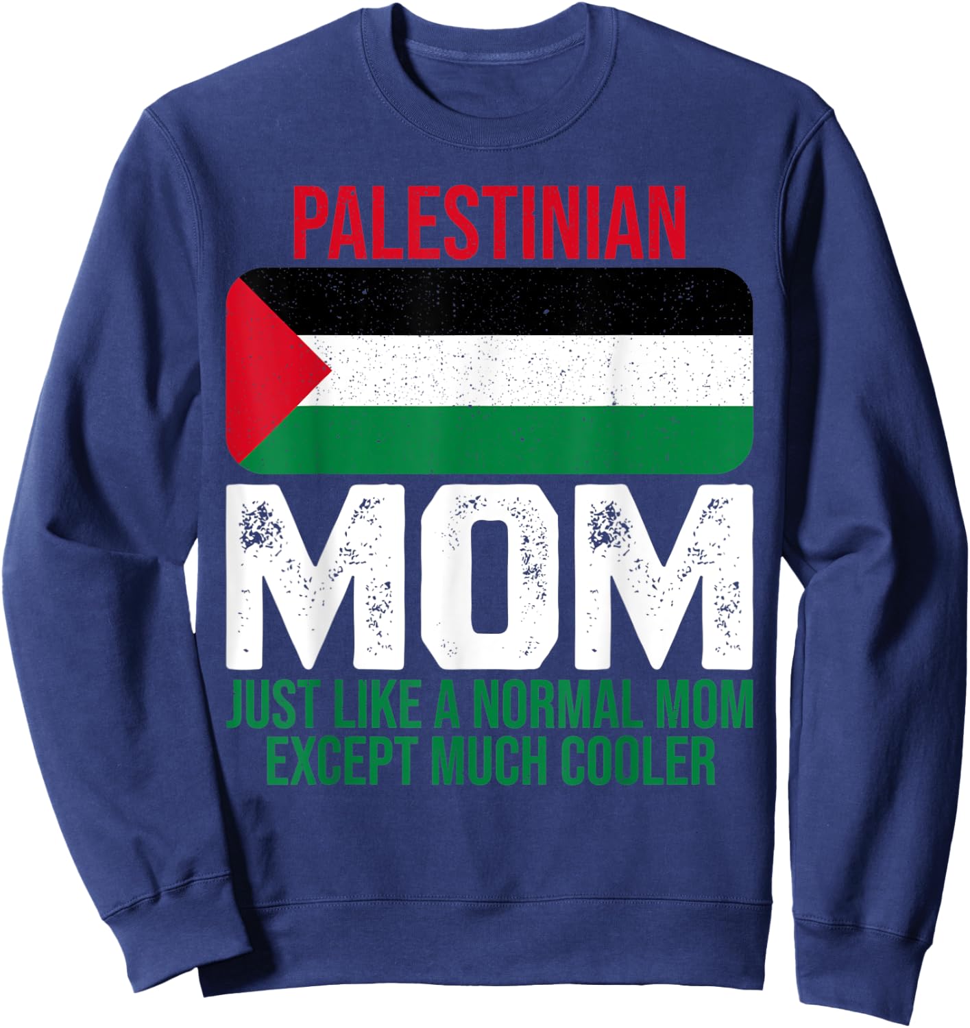 Vintage Palestinian Mom Palestine Flag Design Mother's Day Sweatshirt - Sweatshirt | Navy
