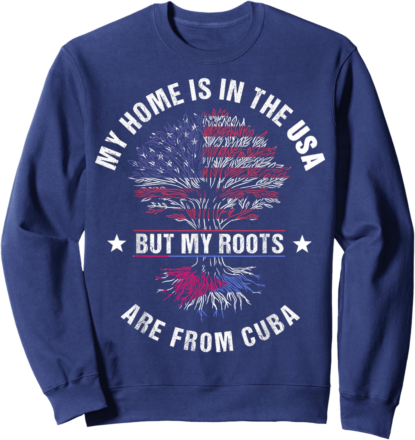 Cuban American Country Heritage Month Patriot Flags Sweatshirt - Sweatshirt | Navy