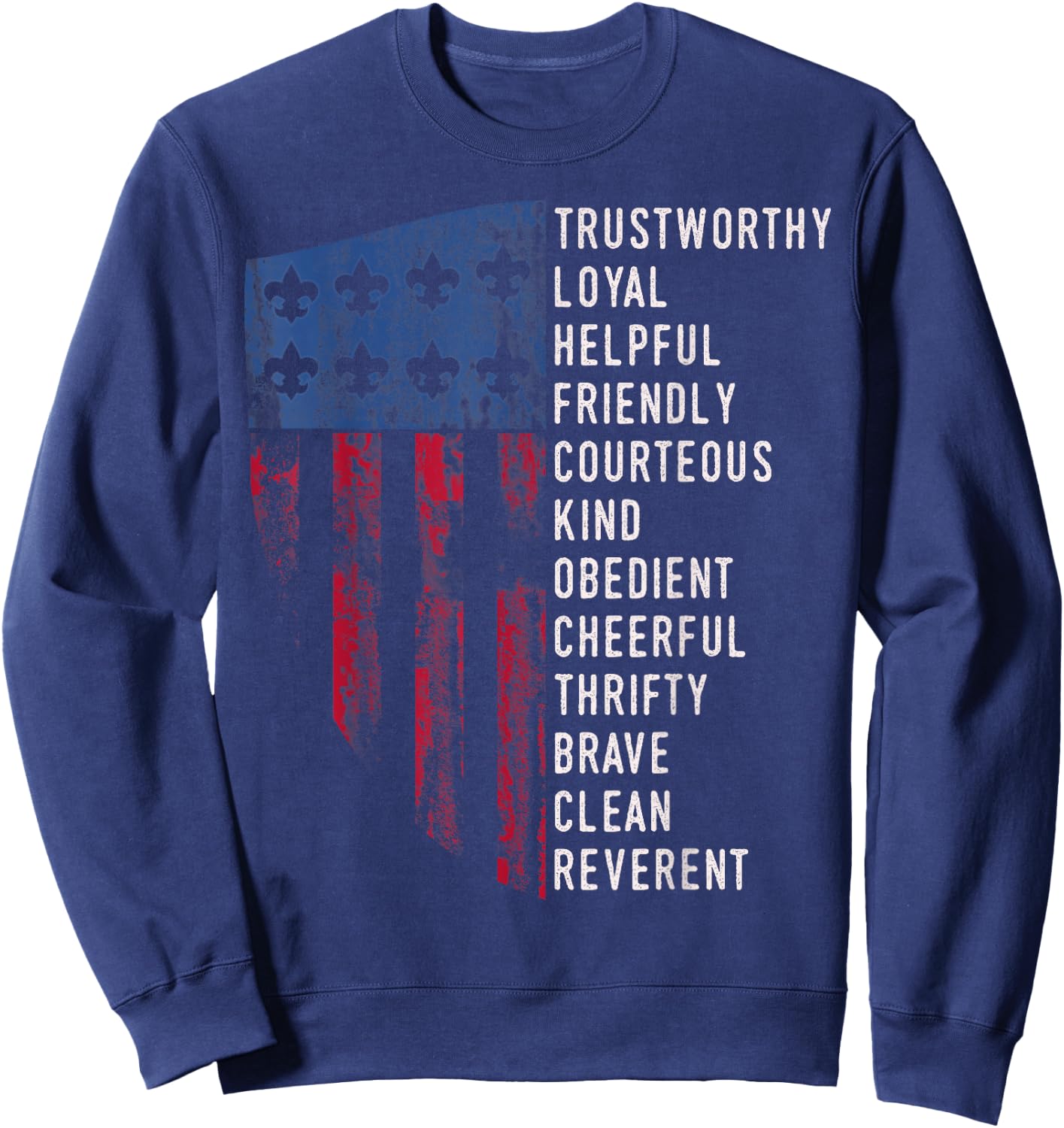 Vintage Scouting Gift | US America Flag Scouting Law Sweatshirt - Sweatshirt | Navy