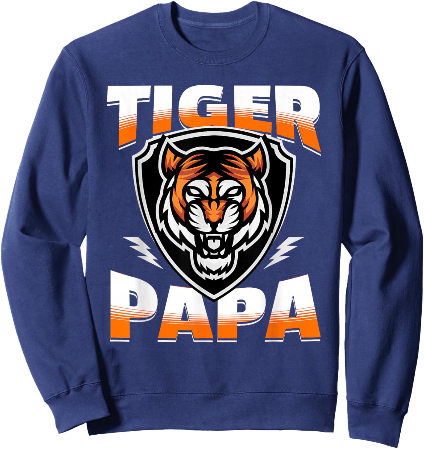 Tiger Papa Game Day Print for Grandpa with Tigers Mascot Sweatshirt - Sweatshirt | Navy