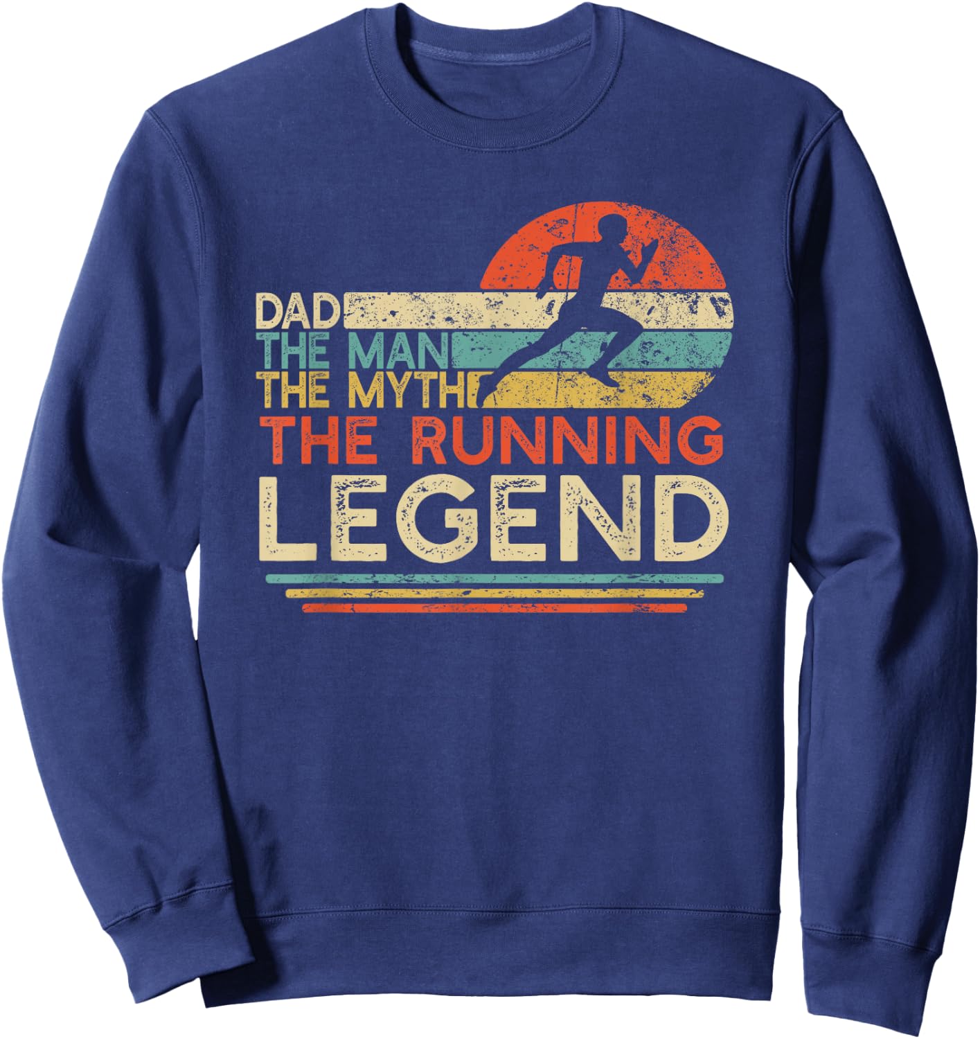 Vintage Running Dad The Man The Myth The Legend Runner Gift Sweatshirt - Sweatshirt | Navy