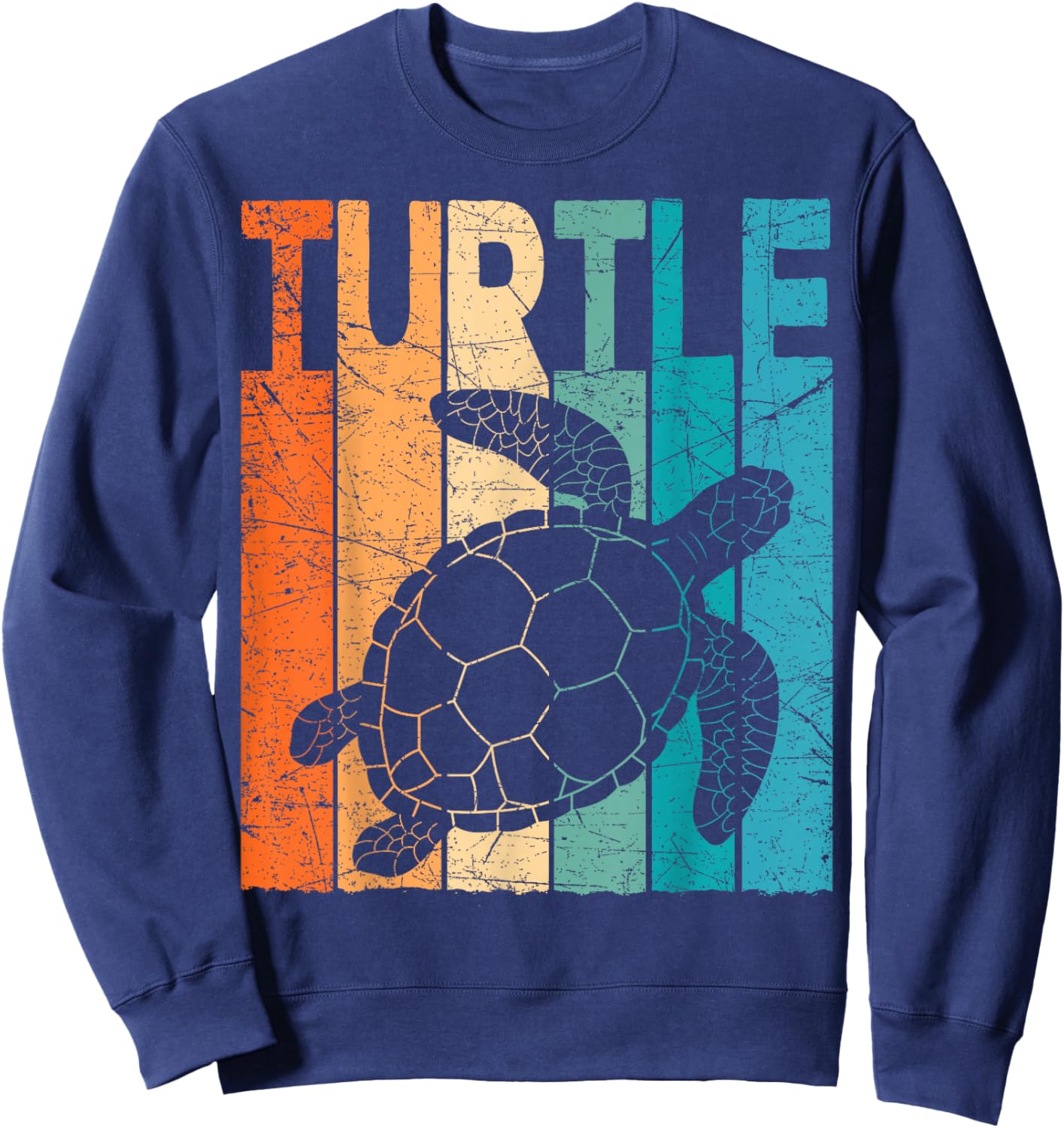 Turtle Vintage Sea Turtle Retro Herpetology Tortoise Sweatshirt - Sweatshirt | Navy