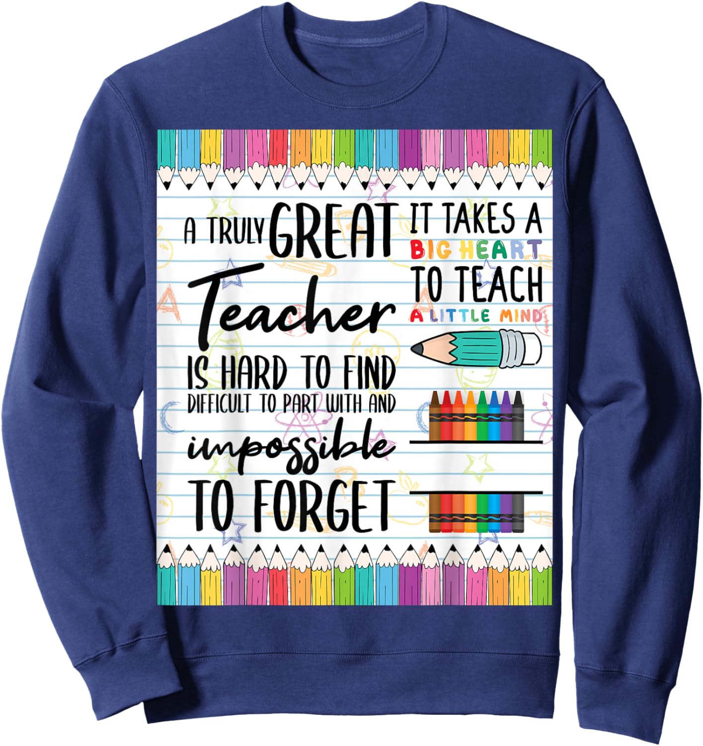 Composition Note Book Line Paper Book Gifts for Teacher Sweatshirt - Sweatshirt | Navy