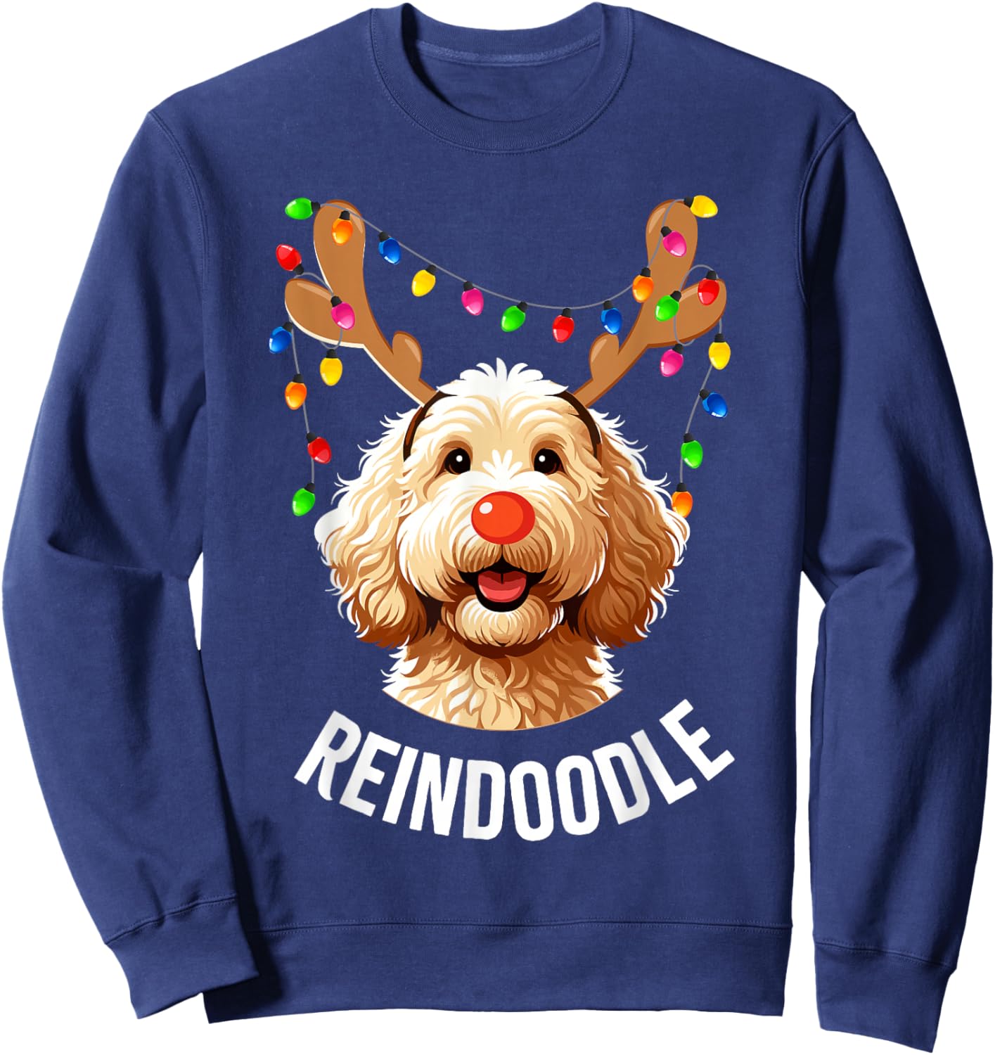 Christmas Goldendoodle Reindeer Doodle Dog Reindoodle Dog Sweatshirt - Sweatshirt | Navy
