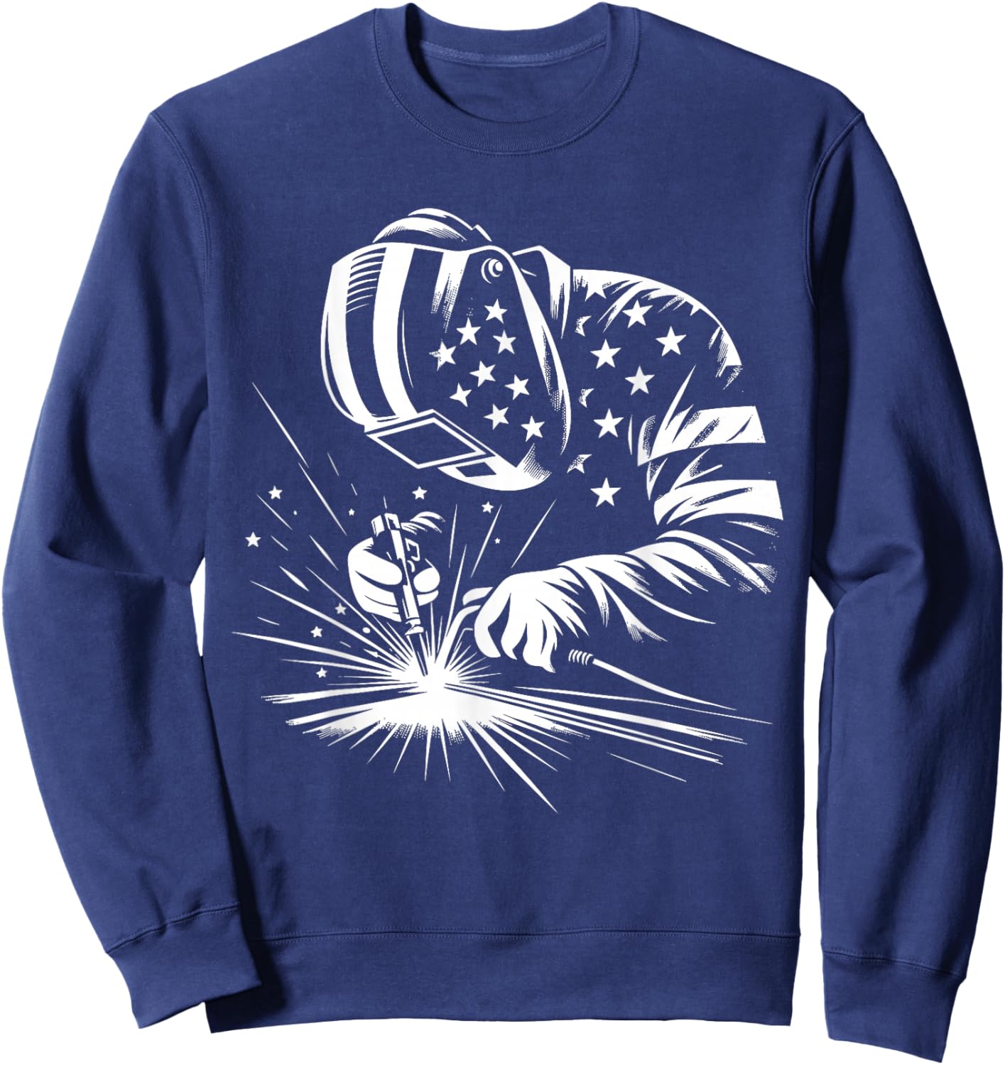 Welder American Flag USA Patriotic Welding Welder Sweatshirt - Sweatshirt | Navy