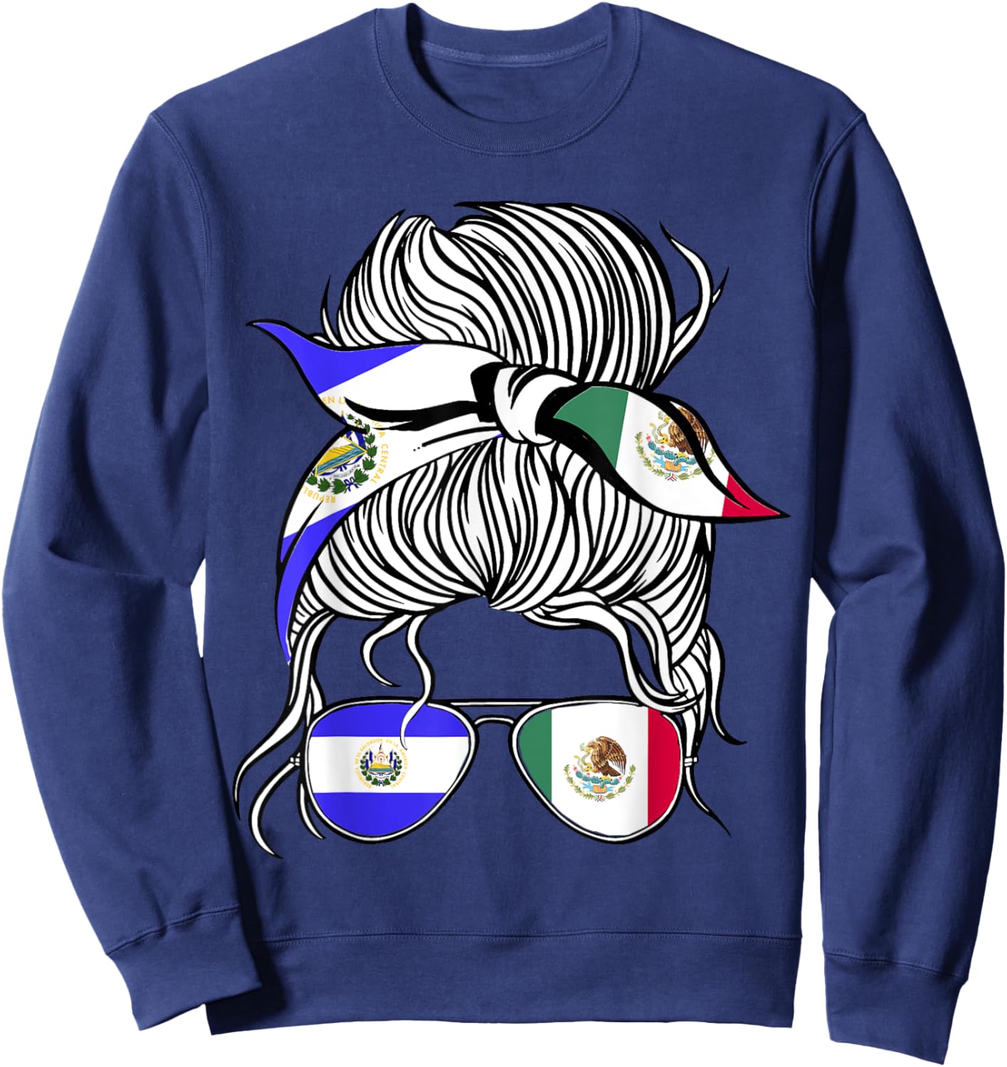 El Salvador Flag Mexico Grown Women Girl Country Sweatshirt - Sweatshirt | Navy