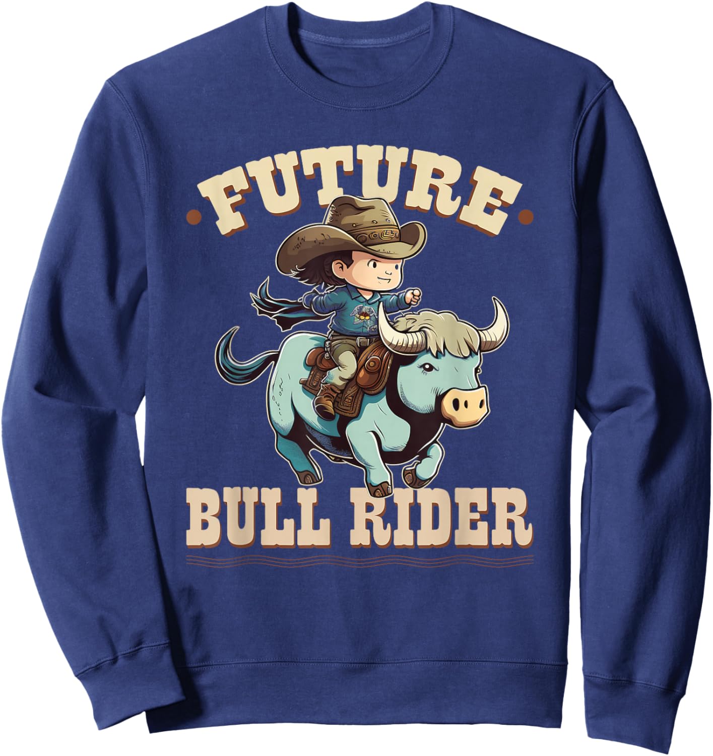 Future Bull Rider, Bull Riding Cowboy Rodeo Boy Kids Sweatshirt - Sweatshirt | Navy