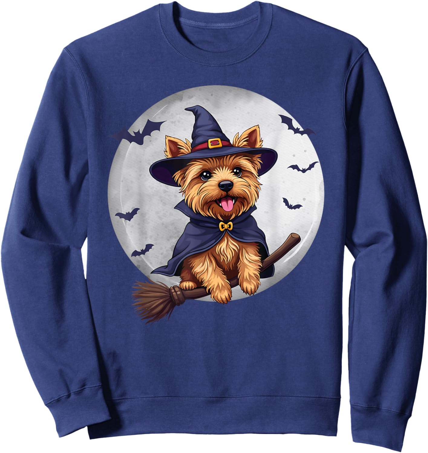 Yorkie Halloween, Yorkie Witch, Halloween Yorkie Sweatshirt - Sweatshirt | Navy