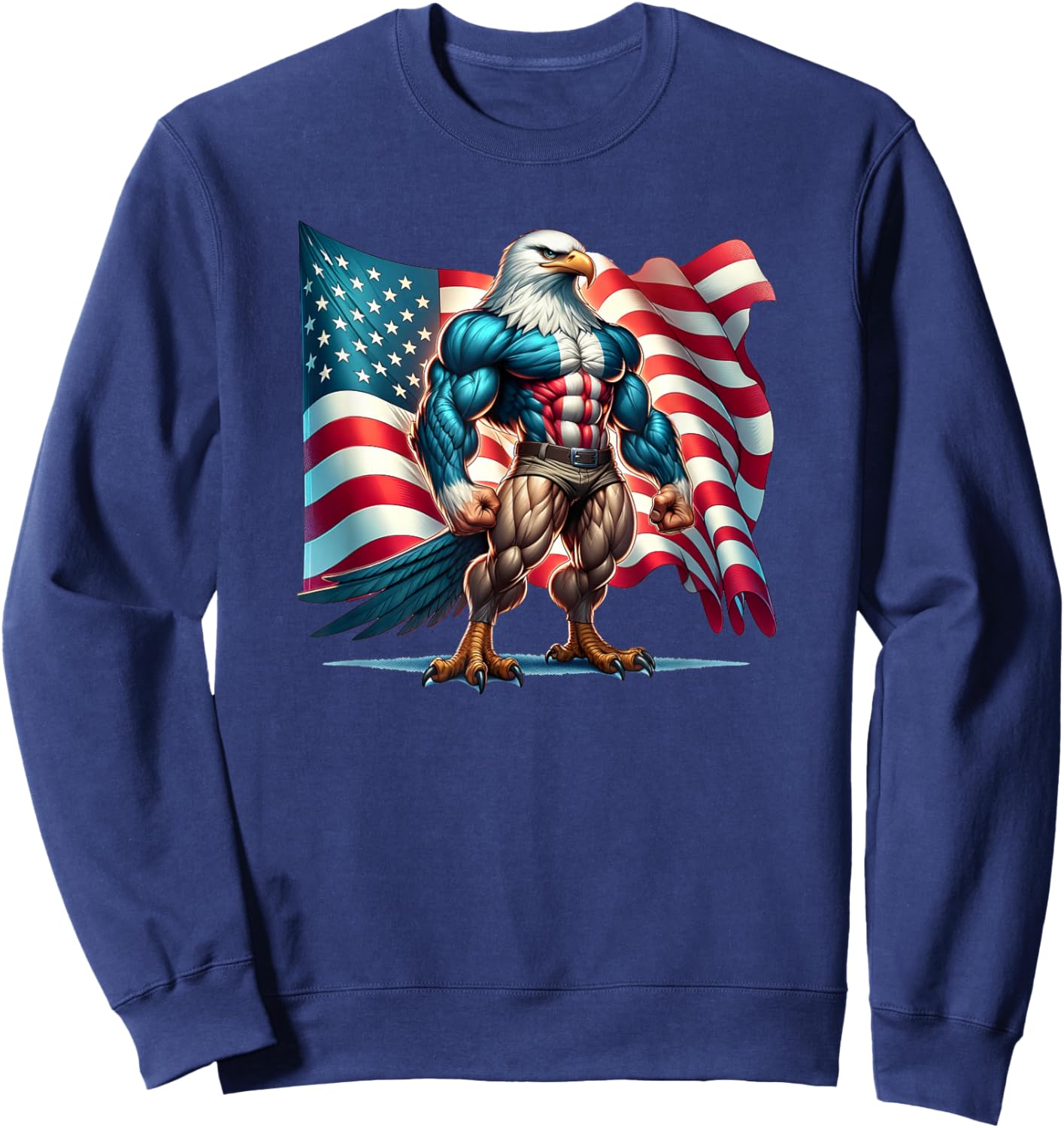 USA American Flag Bald Eagle Freedom Patriotic 4th of July Sweatshirt - Sweatshirt | Navy