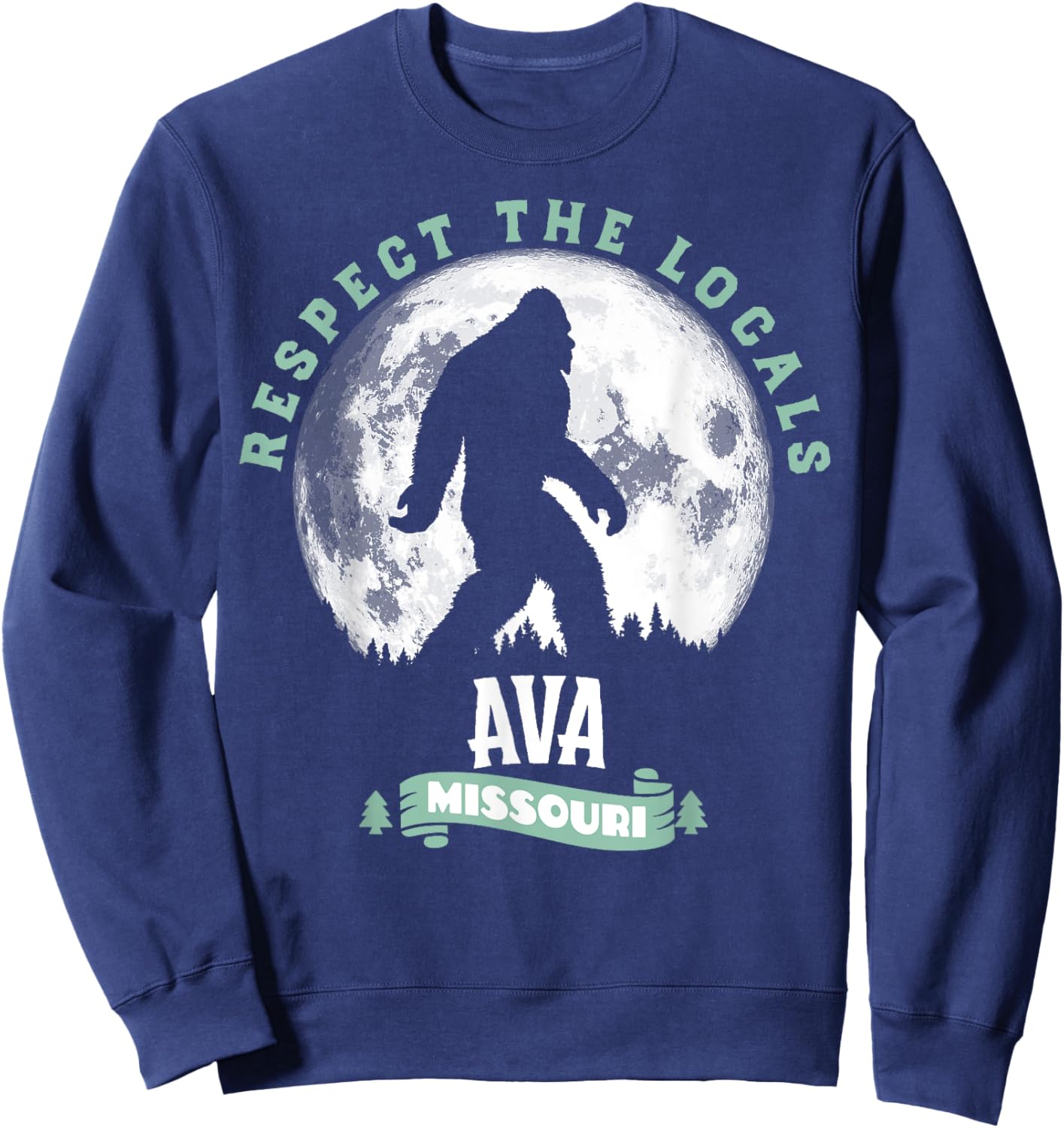 Ava Missouri Respect the Locals Bigfoot Sasquatch Moon Sweatshirt - Sweatshirt | Navy