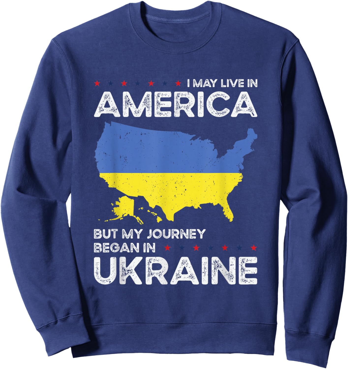 Ukrainian American Patriot USA Grown Ukraine US Flag Sweatshirt - Sweatshirt | Navy