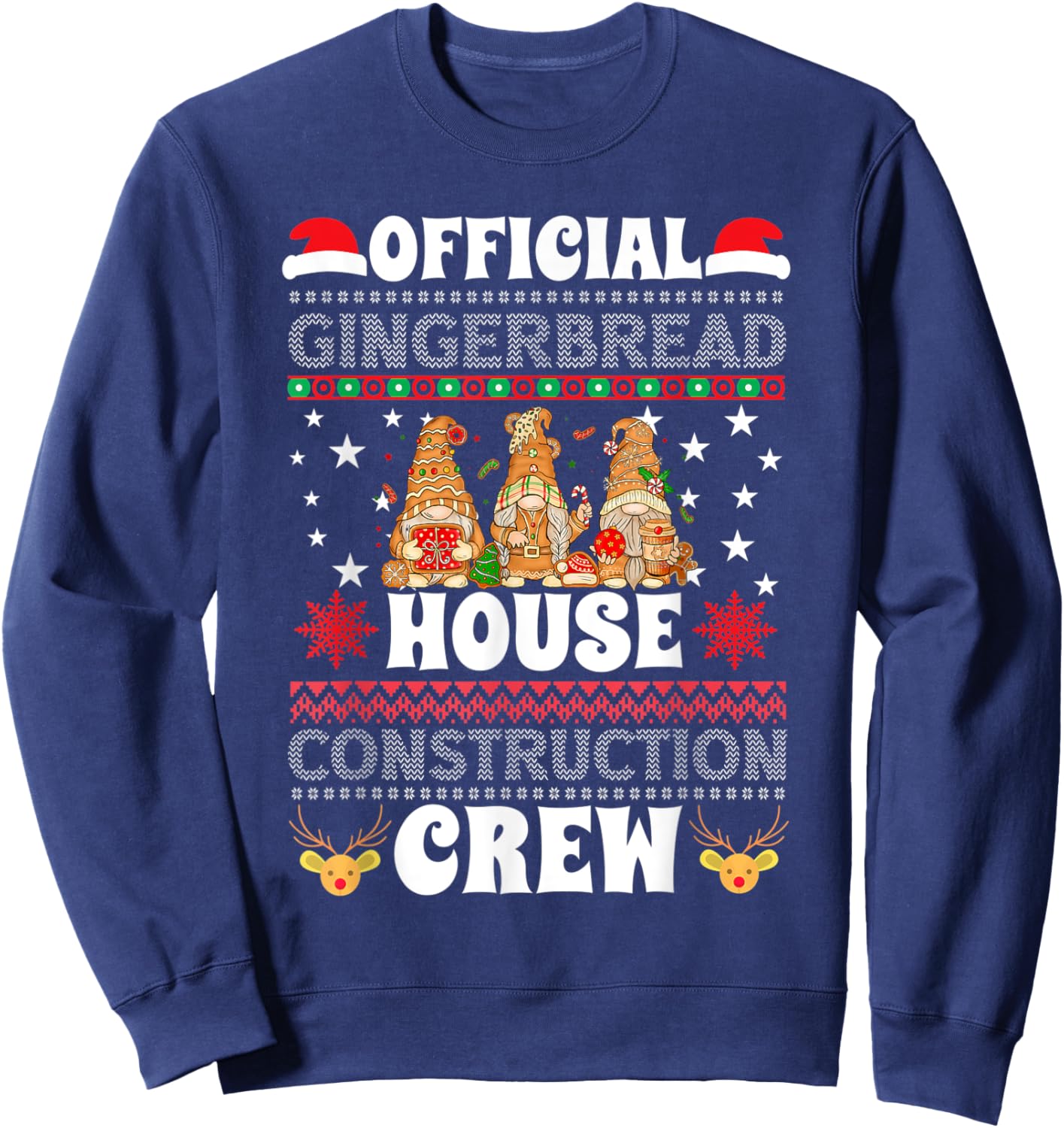 Official Gingerbread House Construction Crew Ugly Sweater Sweatshirt - Sweatshirt | Navy