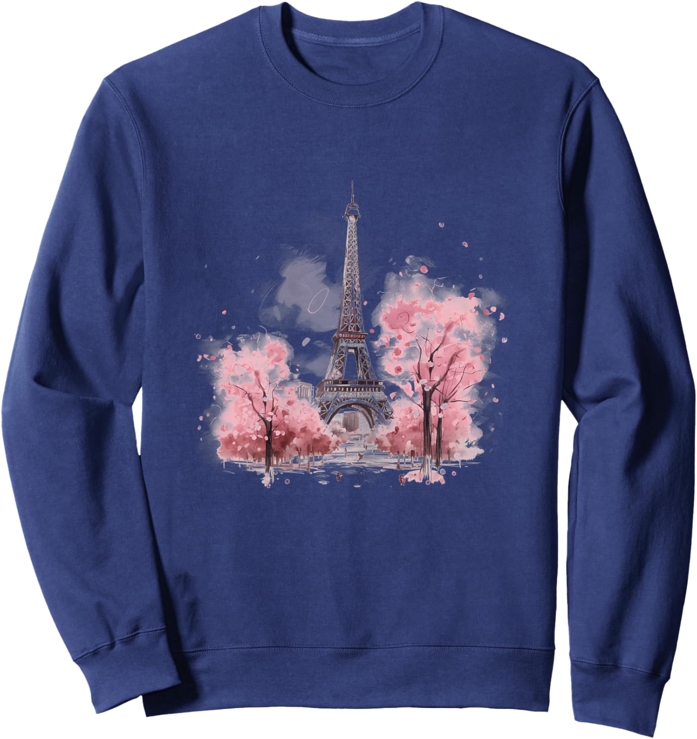 Eiffel Tower Paris Souvenirs France Vintage Flowers Pink Sweatshirt - Sweatshirt | Navy