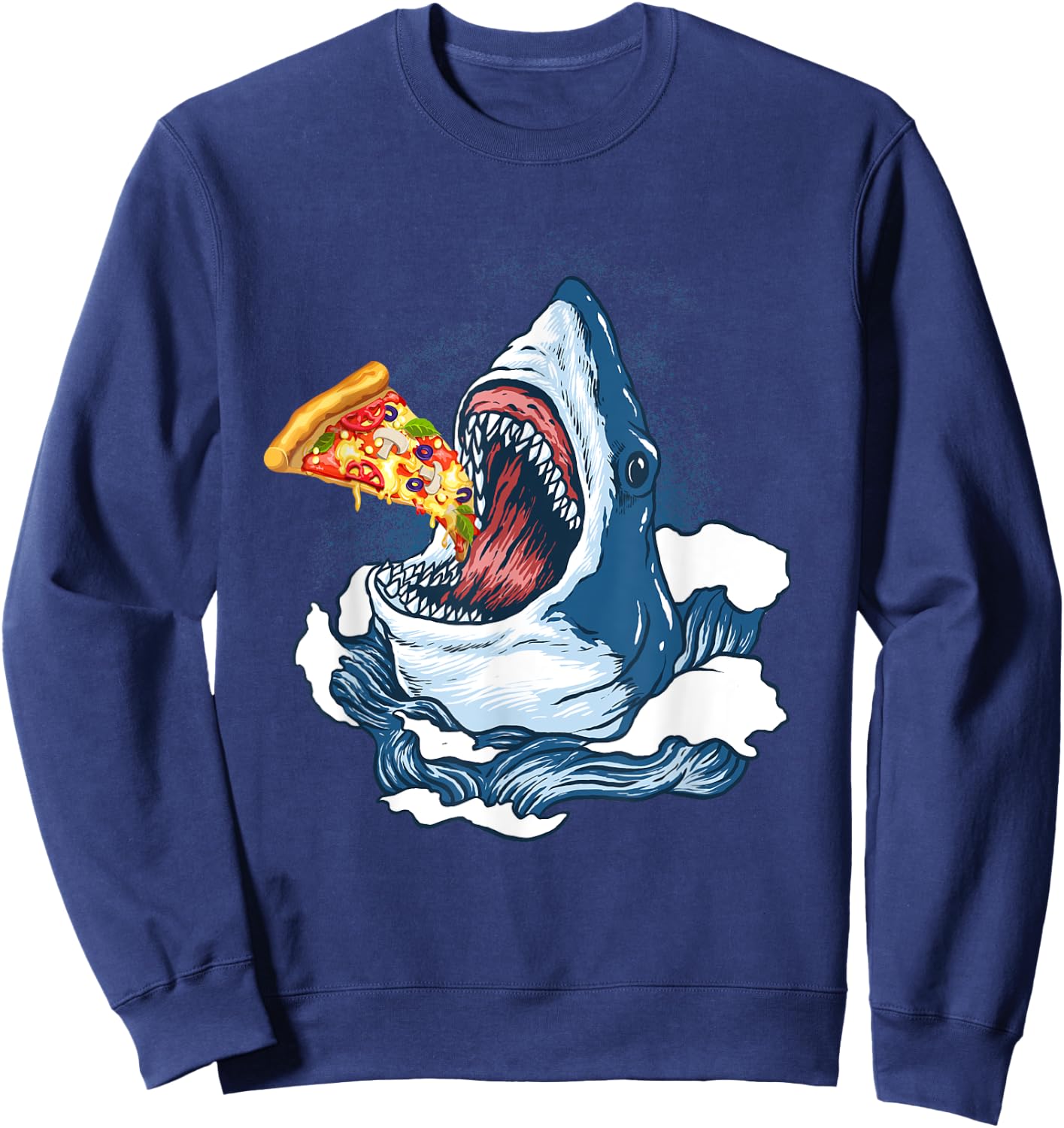 Shark Eating Pizza Shark Merchandise Jaws Sweatshirt - Sweatshirt | Navy