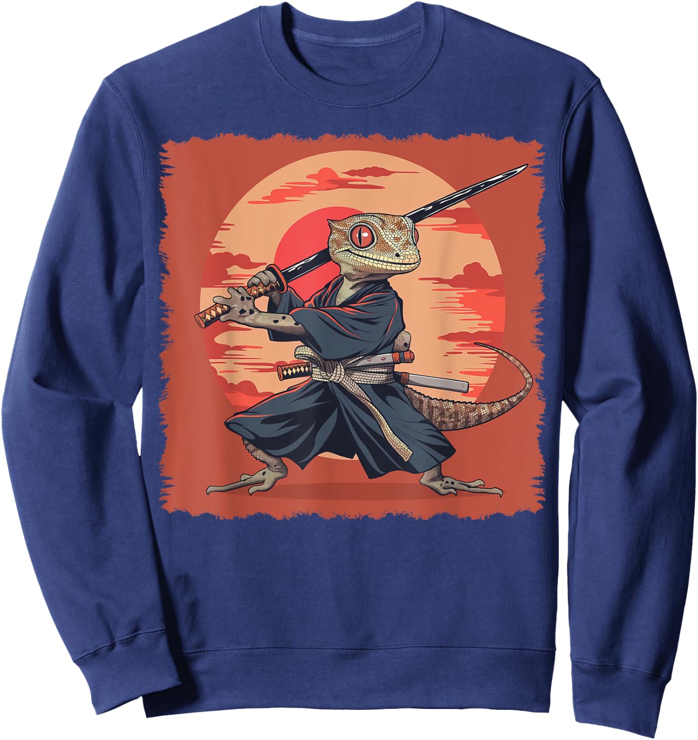 Crested Gecko Lizard Japanese Art Samurai Ukiyo-e Sweatshirt - Sweatshirt | Navy