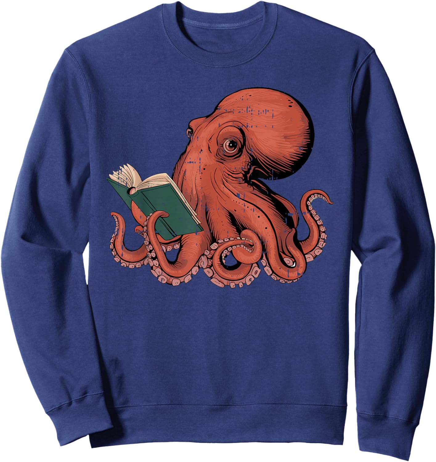 Octopus Reading Book Lover Bookworm Nerd Reader Bibliophile Sweatshirt - Sweatshirt | Navy