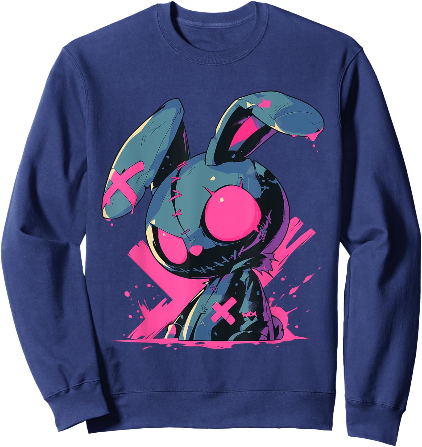 Goth Bunny Doll Cute E-Girl Gothic Outfit Grunge Sweatshirt - Sweatshirt | Navy