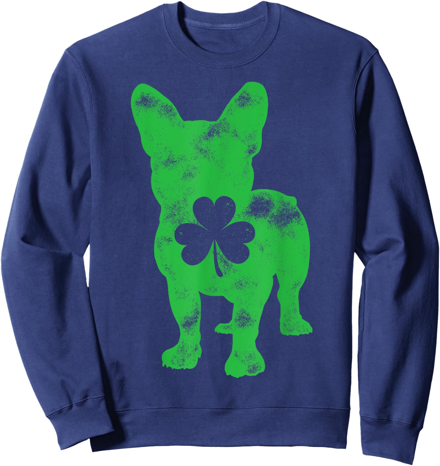 French Bulldog St Patrick's Day Boys Girls Shamrock Dog Lover Sweatshirt - Sweatshirt | Navy
