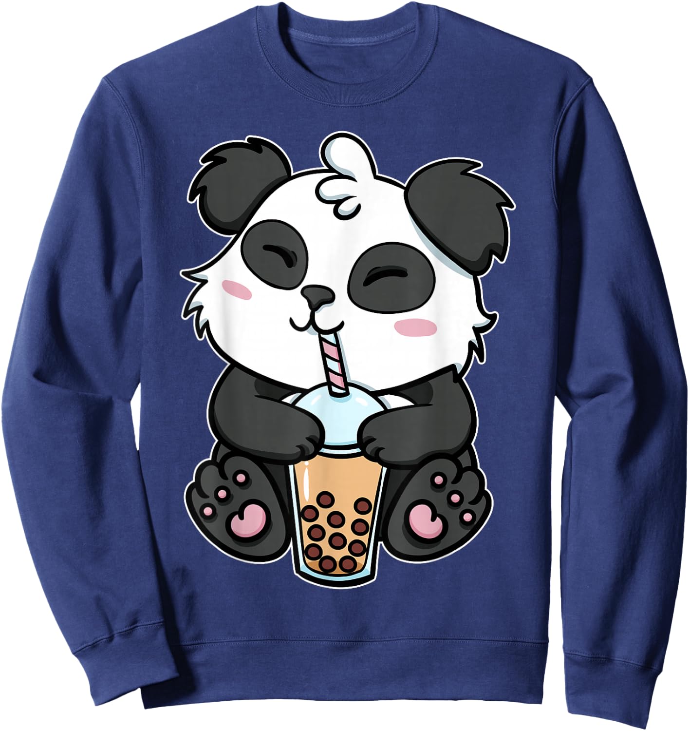 Boba Tapioca Pearls Bubble Milk Tea Drink Panda Lover Sweatshirt - Sweatshirt | Navy