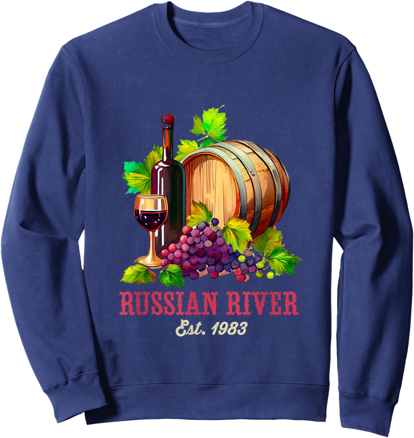Russian River Sonoma California Vineyard Vintage Wine Region Sweatshirt - Sweatshirt | Navy