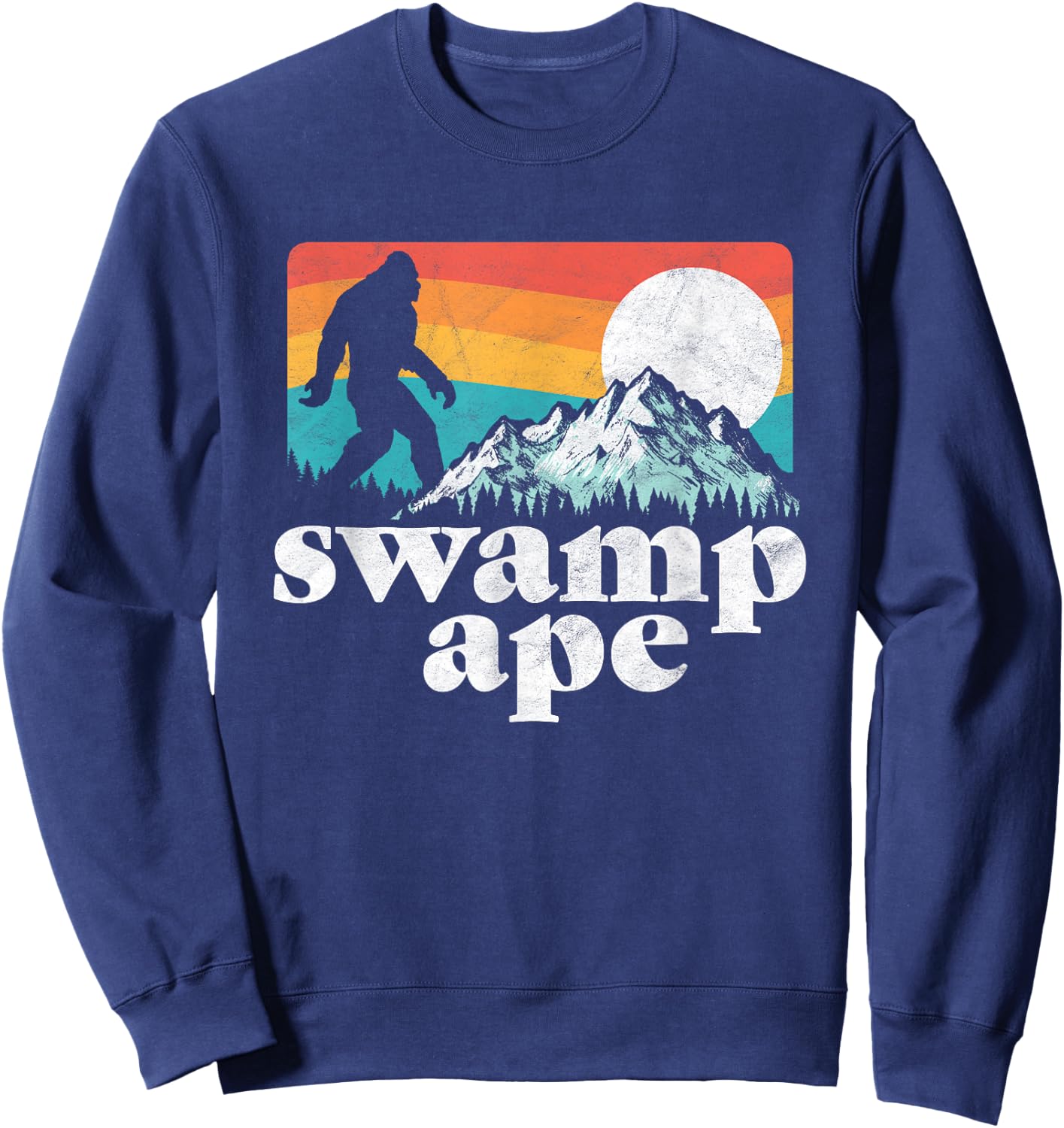 Swamp Ape! Florida Bigfoot Mountains Retro Sweatshirt - Sweatshirt | Navy