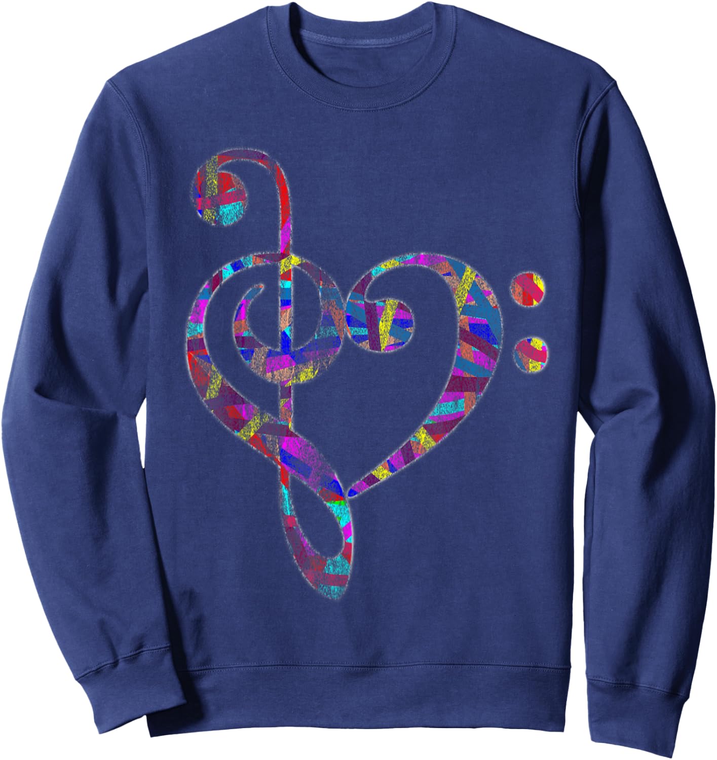 Bass Clef Musician Valentines Day Gifts Treble Clef Sweatshirt - Sweatshirt | Navy
