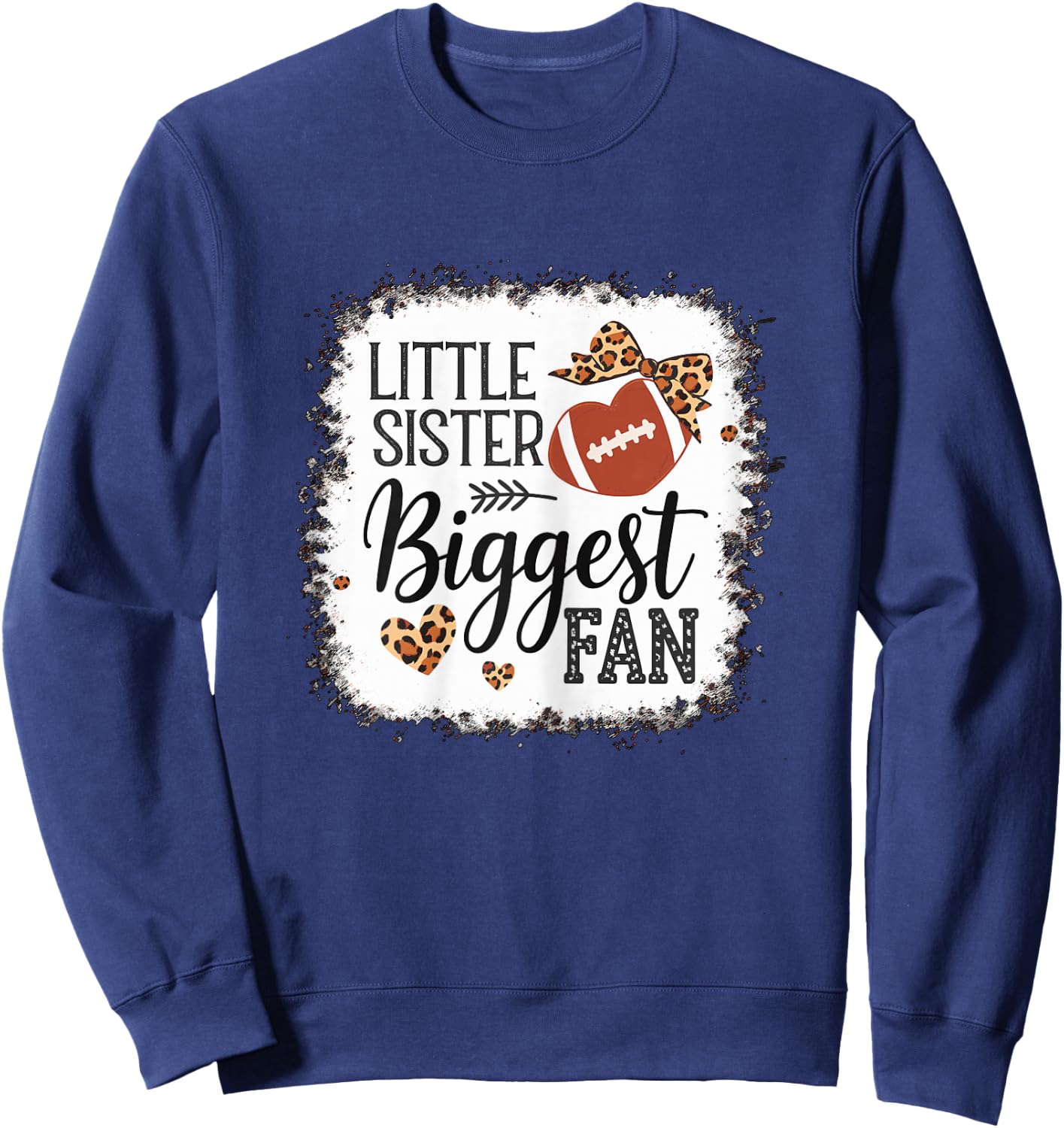 Little Sister biggest Fan Football Sister Sweatshirt - Sweatshirt | Navy