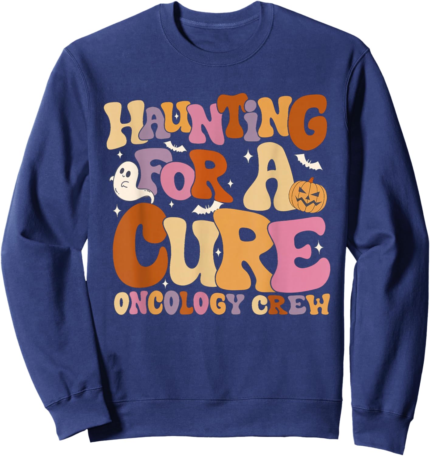 Haunting For A Cure Oncology Crew Halloween Pedi Onc Crew Sweatshirt - Sweatshirt | Navy