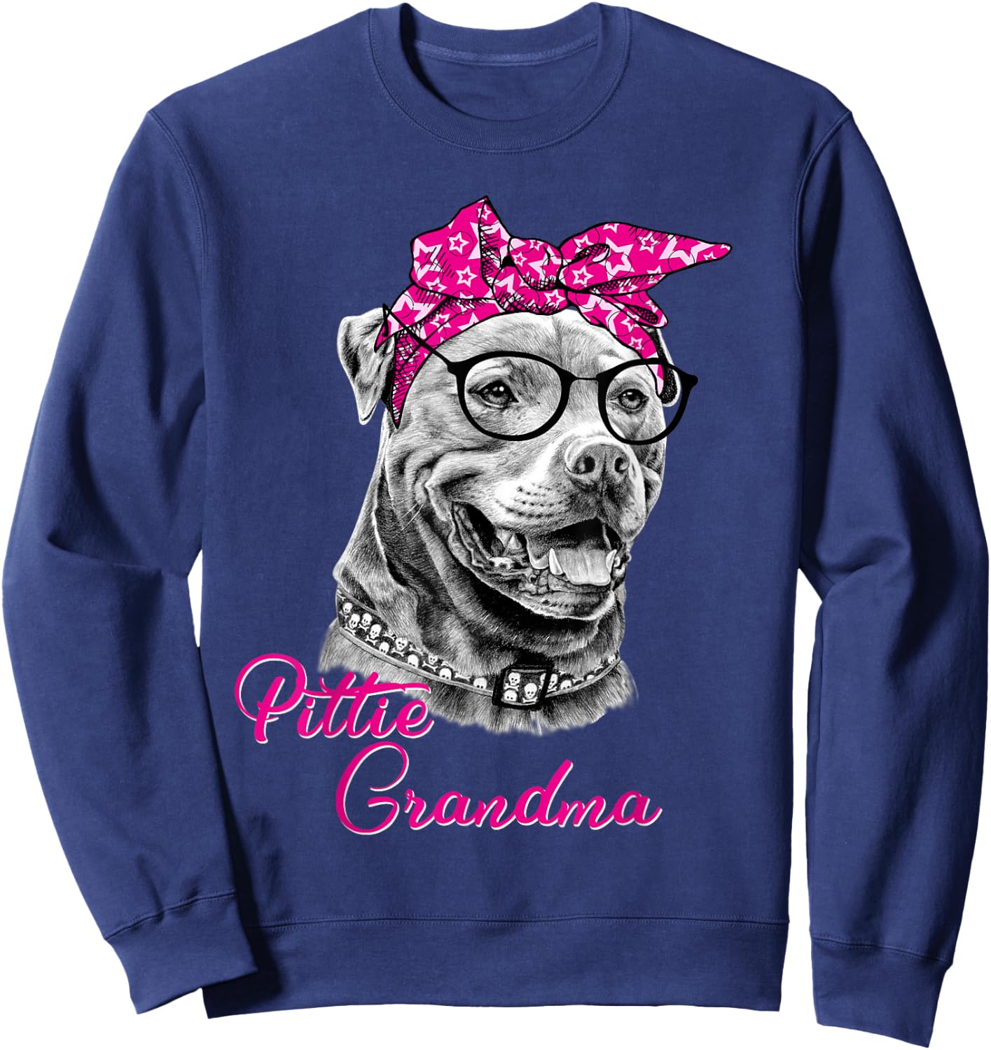 Pittie Grandma Cute Funny American Pitbull Dog Mom Sweatshirt - Sweatshirt | Navy