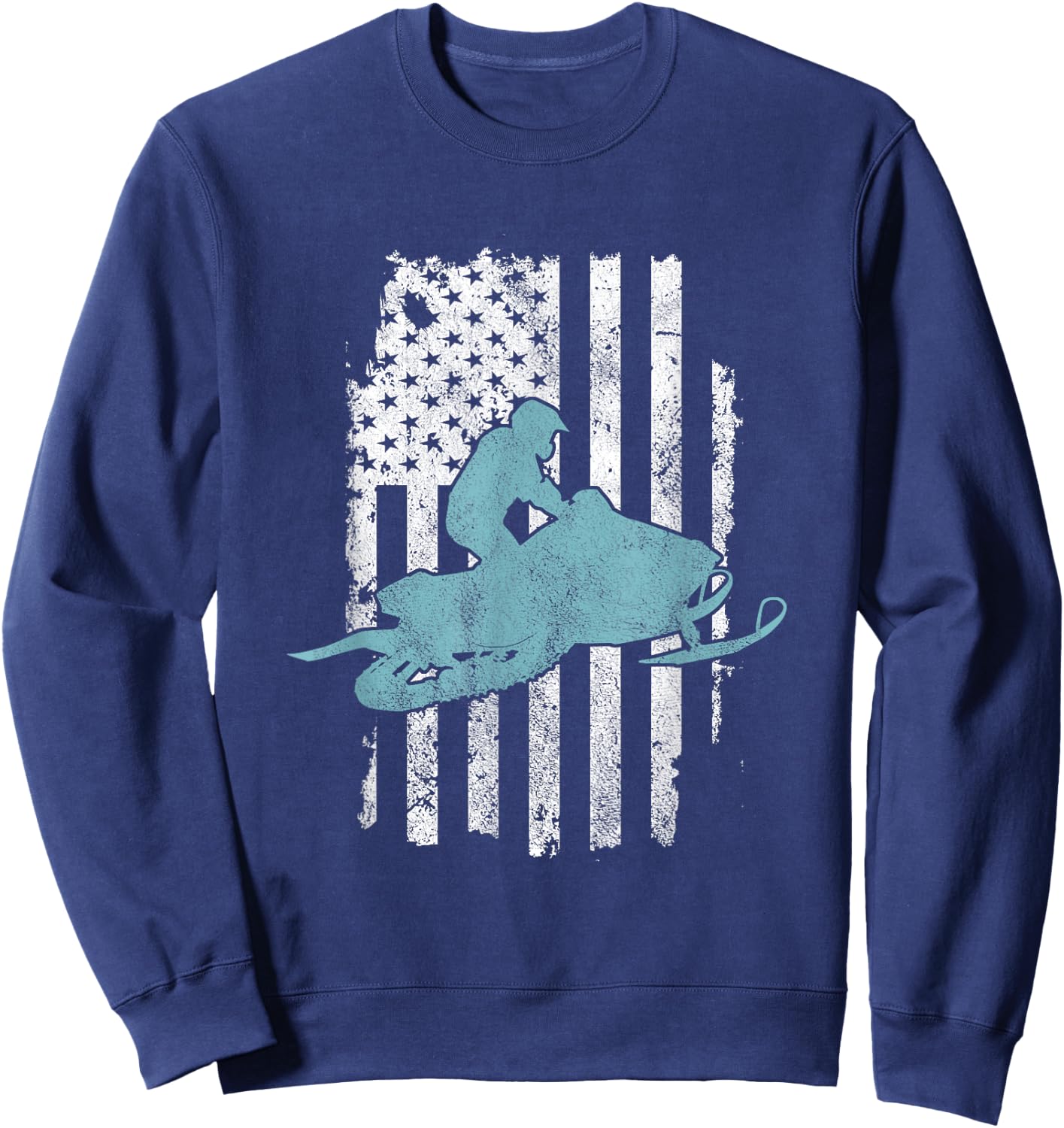 Cool United States Flag USA Snowmobile Biker Sweatshirt - Sweatshirt | Navy