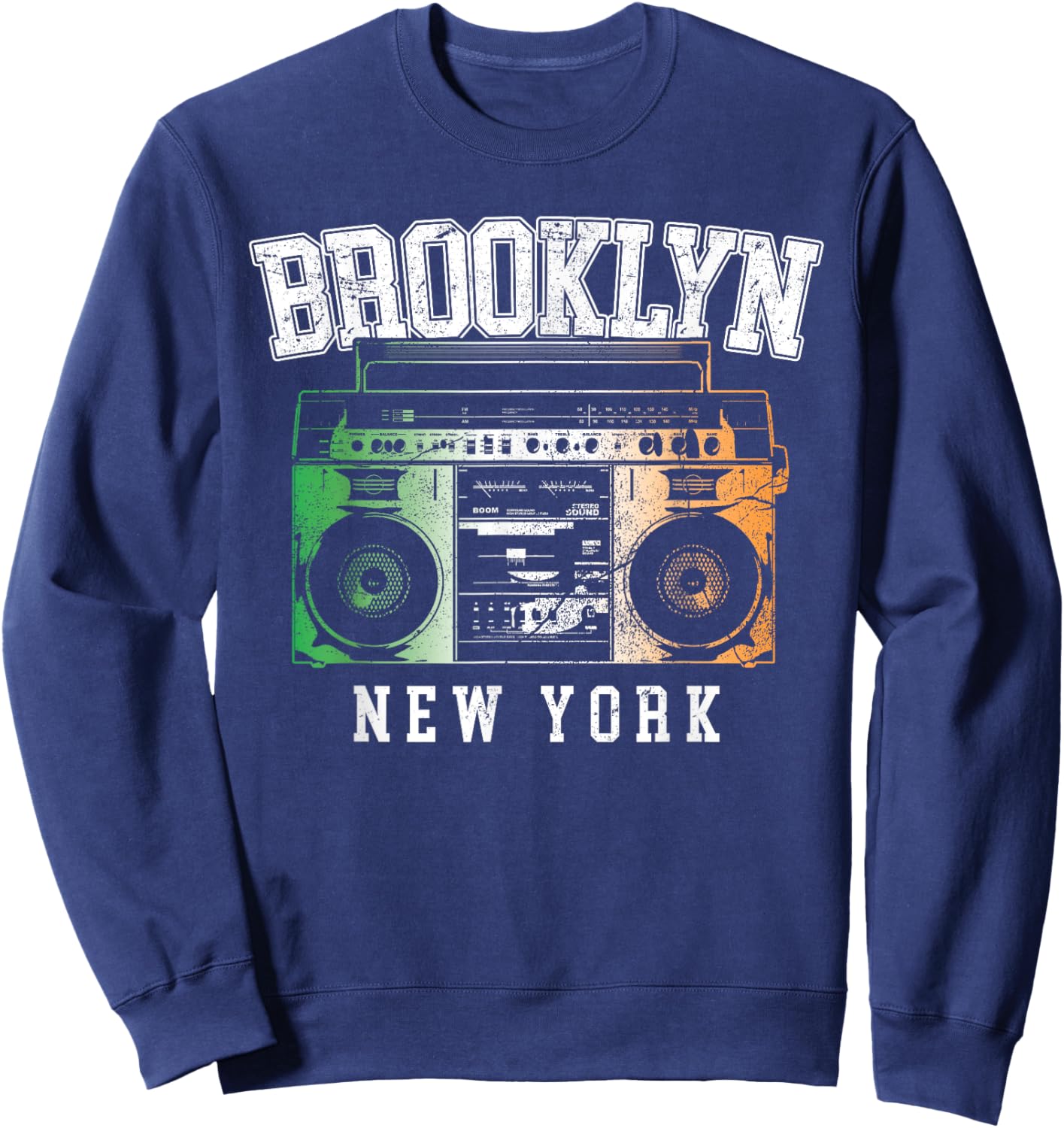 Brooklyn NYC - New York City Irish Flag Boombox Sweatshirt - Sweatshirt | Navy