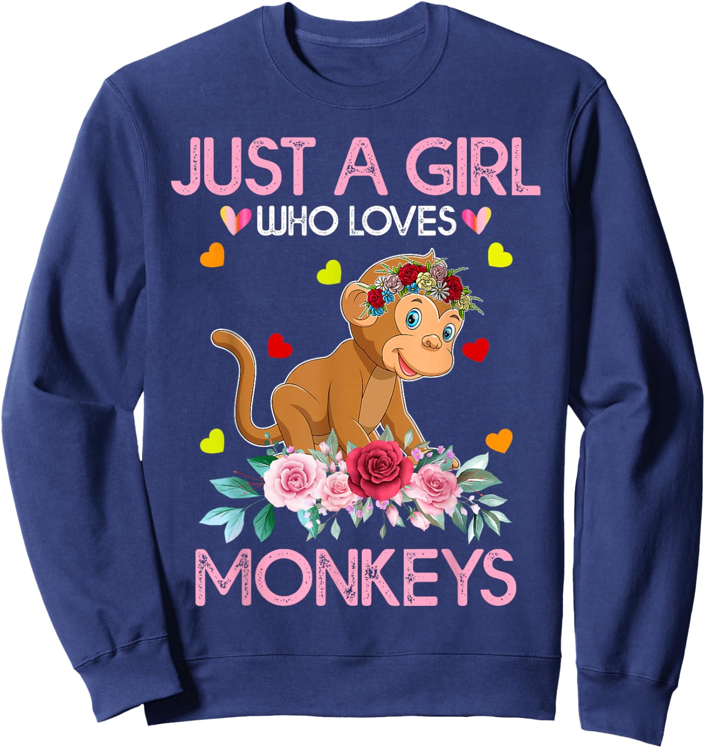 Monkey Kids Just A Girl Who Loves Monkeys Sweatshirt - Sweatshirt | Navy
