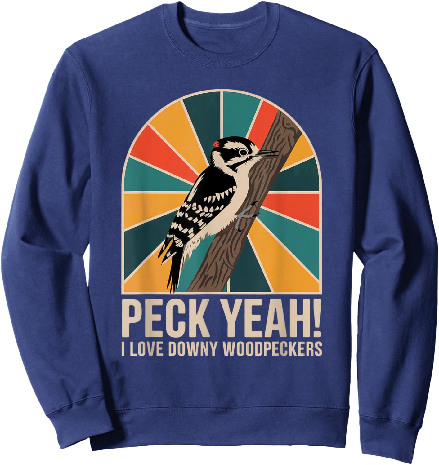 Downy Woodpecker – Nature Lover’s Bird Design Sweatshirt - Sweatshirt | Navy