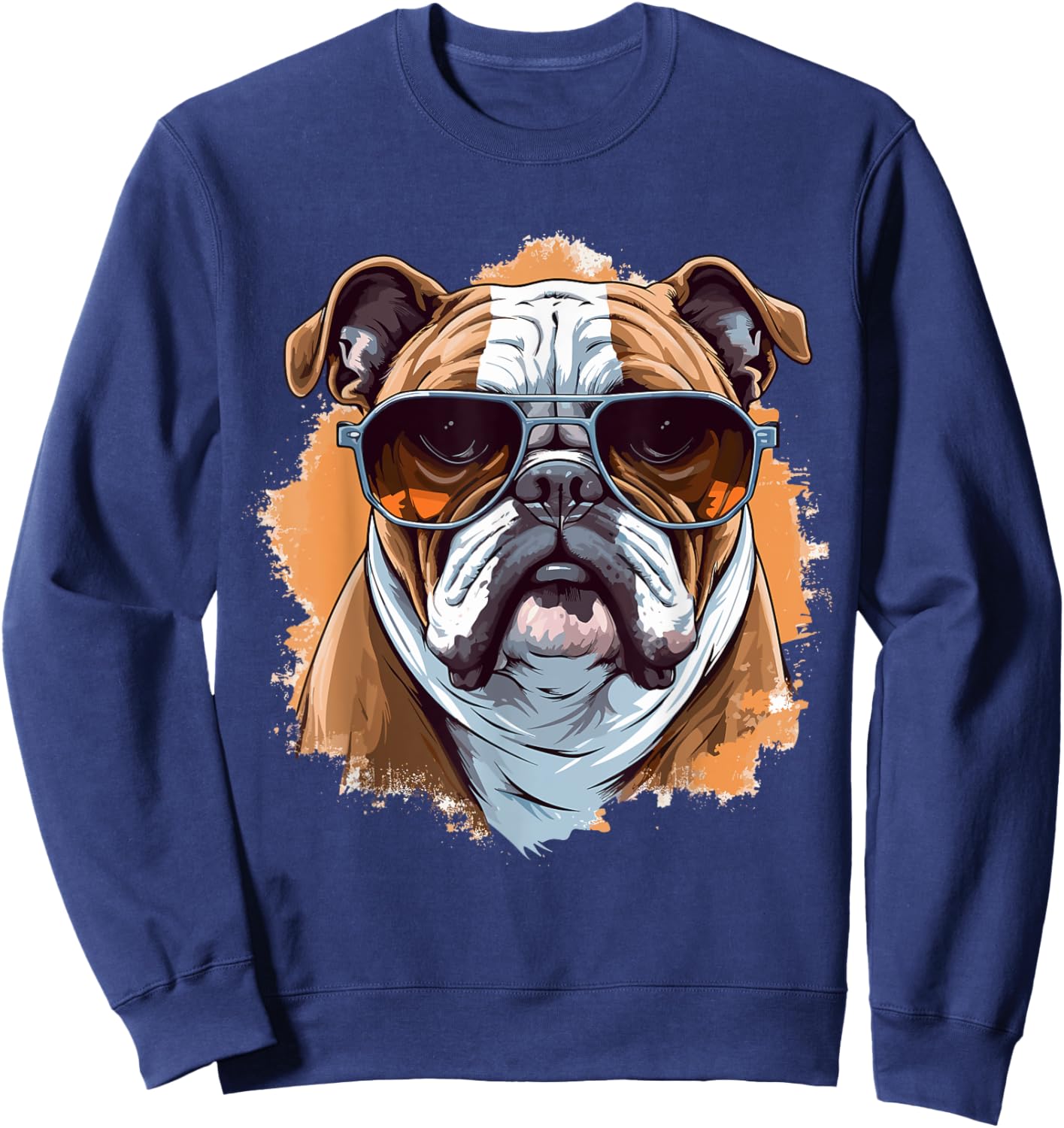 English Bulldog With Sunglasses Women Girls Kids Sweatshirt - Sweatshirt | Navy