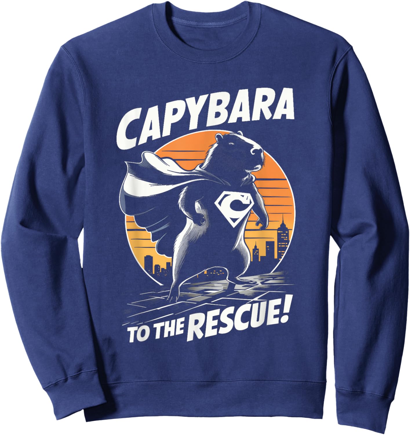 Capybara Superhero Shirt – Fun Comic Book Style Apparel Sweatshirt - Sweatshirt | Navy