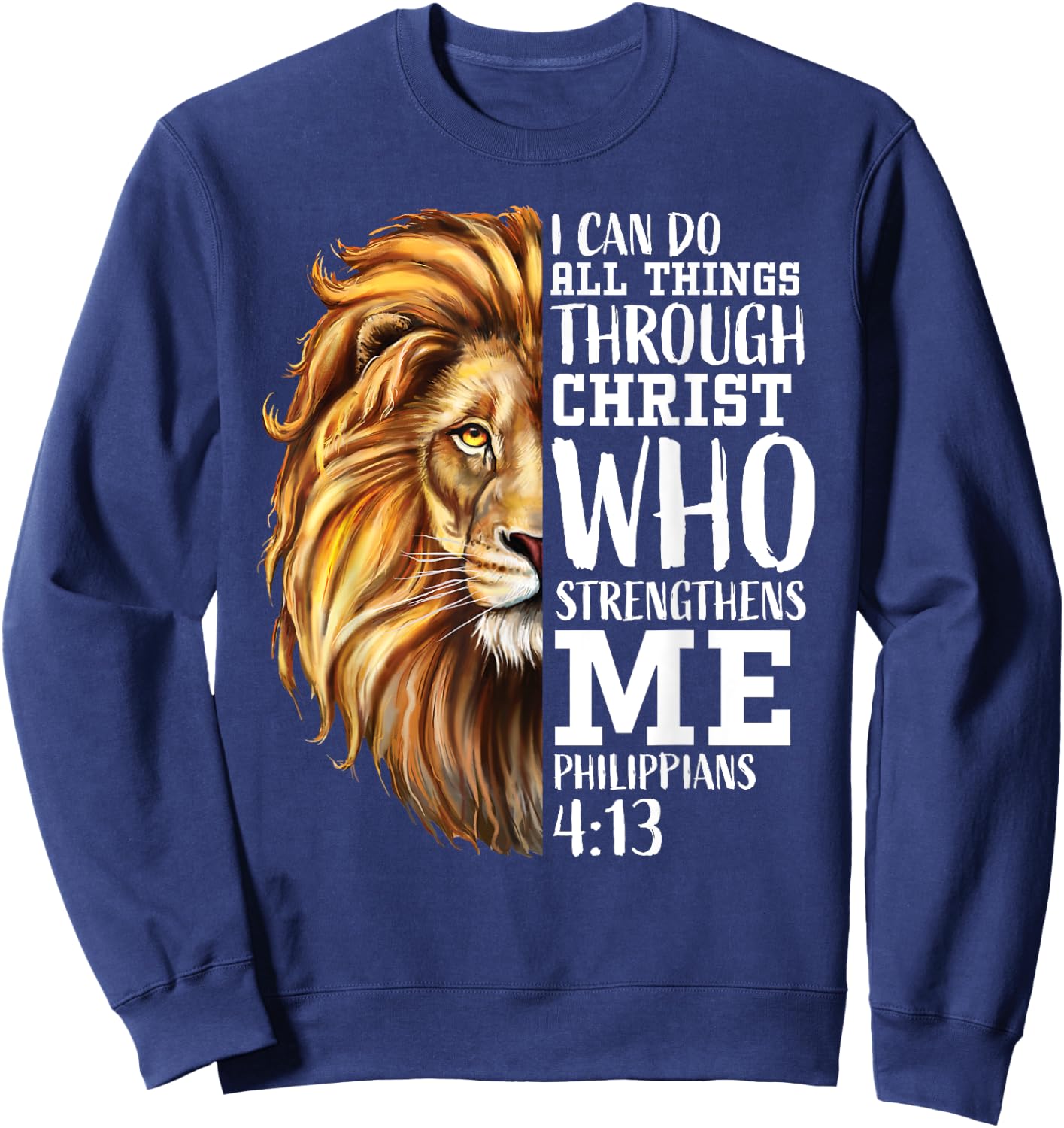Christian Bible Verse Sayings Religious Gifts Him Lion Judah Sweatshirt - Sweatshirt | Navy