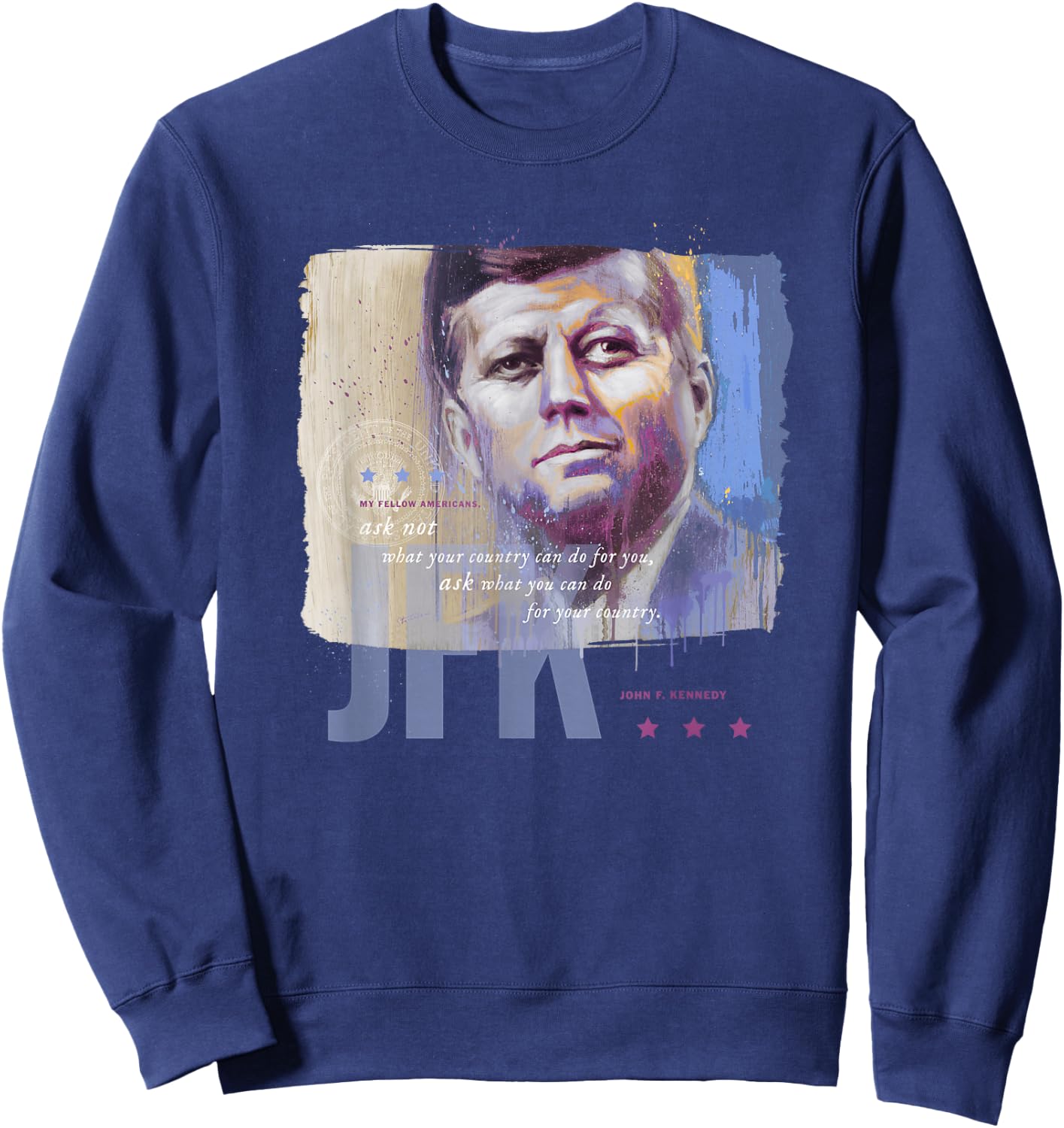 JFK US President John F Kennedy portrait Sweatshirt - Sweatshirt | Navy