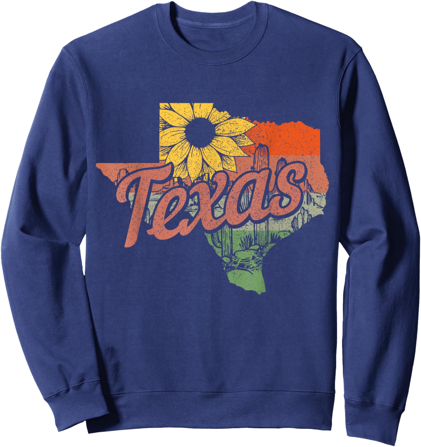 Texas TX State Map Pride Vintage Sweatshirt - Sweatshirt | Navy