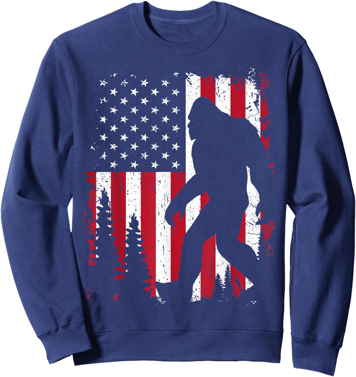 Bigfoot 4th of July American USA Flag Patriotic Kids Sweatshirt - Sweatshirt | Navy