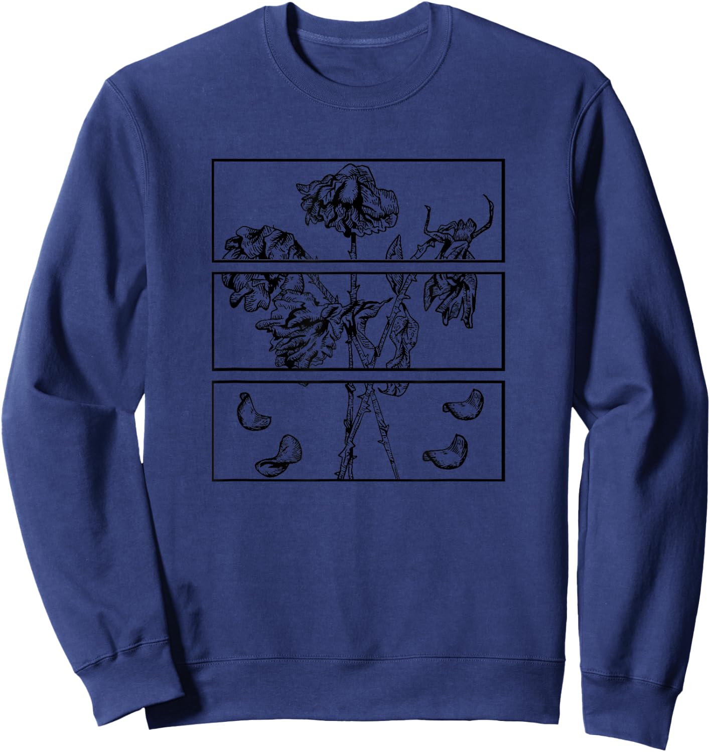 Black Roses Aesthetic Clothing Soft Grunge Indie Goth Punk Sweatshirt - Sweatshirt | Navy
